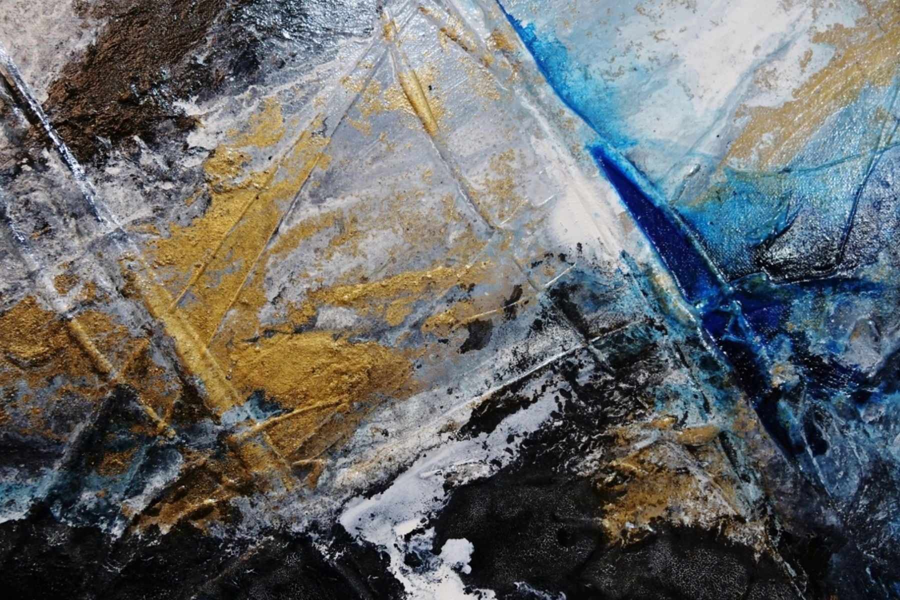 Midnight Atmosphere 190cm x 100cm Black White Blue Textured Abstract Canvas Wall Art - Perfect for Modern Living Room, Bedroom or Office Decor