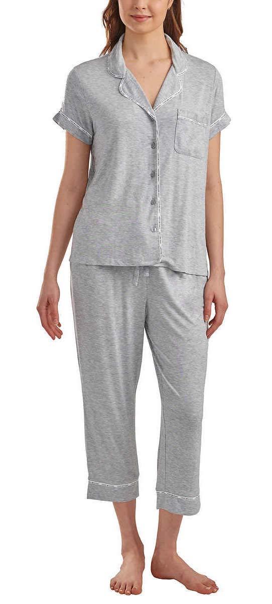 Tommy Hilfiger 2-Piece Notch Collar Pajama Set for Men - Soft Cotton Sleepwear (Grey, XX-Large) - Comfortable Lounge & Sleepwear for Relaxing at Home or Travel