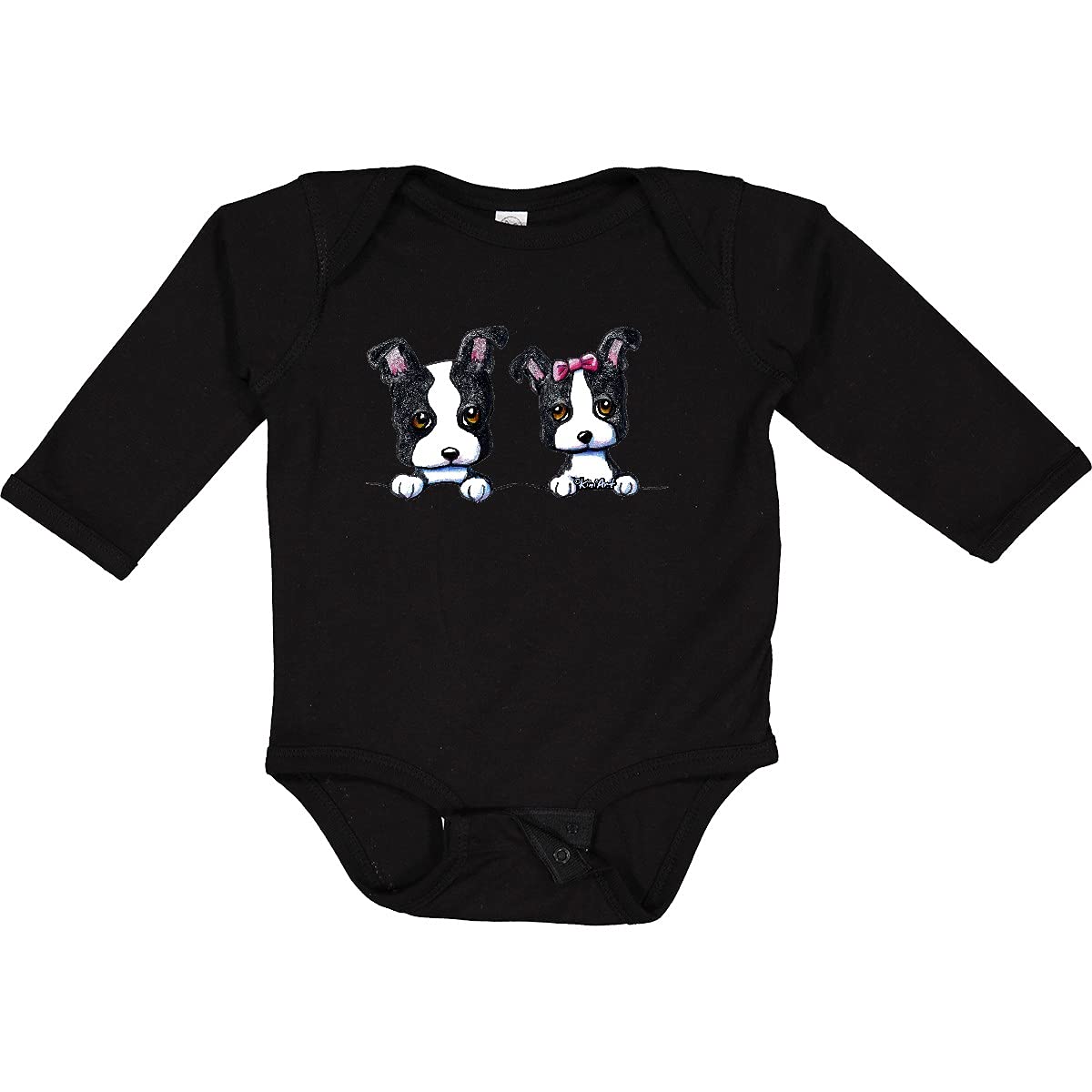 Inktastic Boston Terriers Dark Apparel Long Sleeve Creeper - Cute Dog Lover Gift for Women & Men, Perfect for Casual Wear, Pet Lovers Outfit, and Boston Terrier Enthusiasts