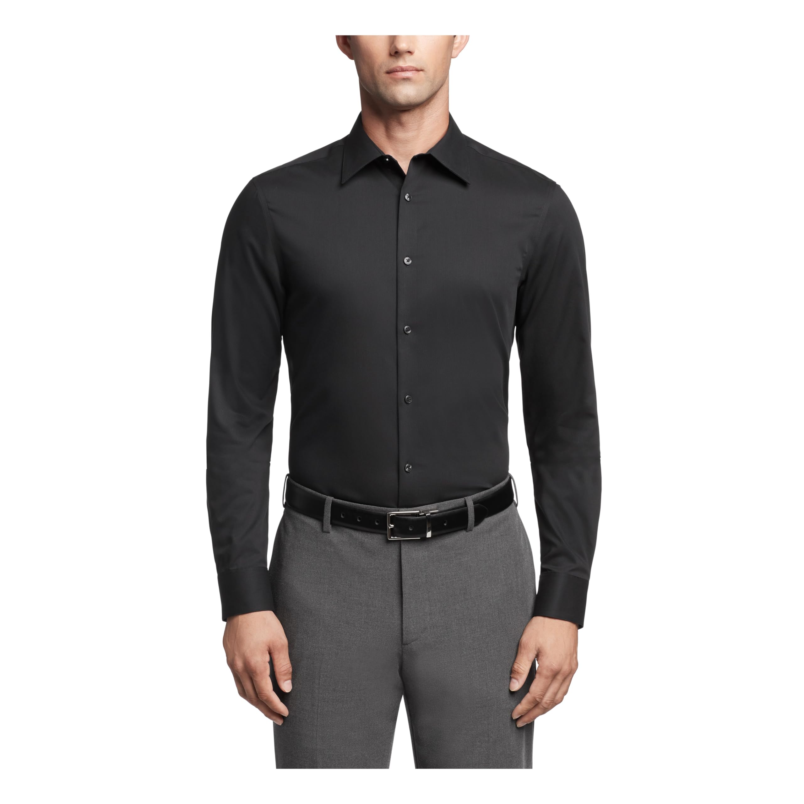 Calvin Klein Slim Fit Non-Iron Solid Dress Shirts for Men | Business Casual & Formal Wear | Office, Wedding & Special Occasions