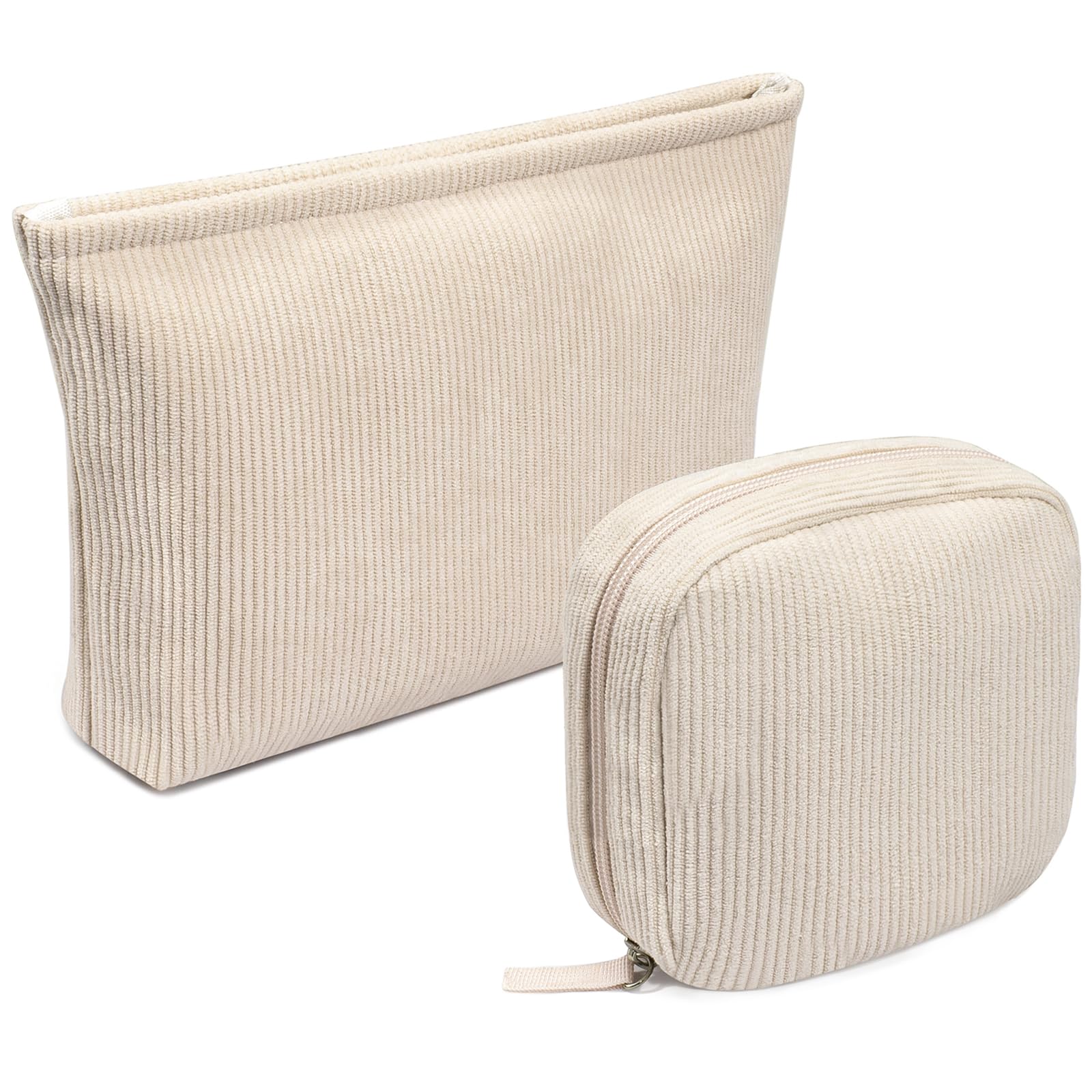 KOTORA 2-Pack Corduroy Makeup Bags - Small Zippered Cosmetic Organizer for Purse & Travel | Preppy Style Essentials, Women's Toiletry Pouch & Coin Purse | Perfect for Daily Use, Weekend Getaways & Gift Giving