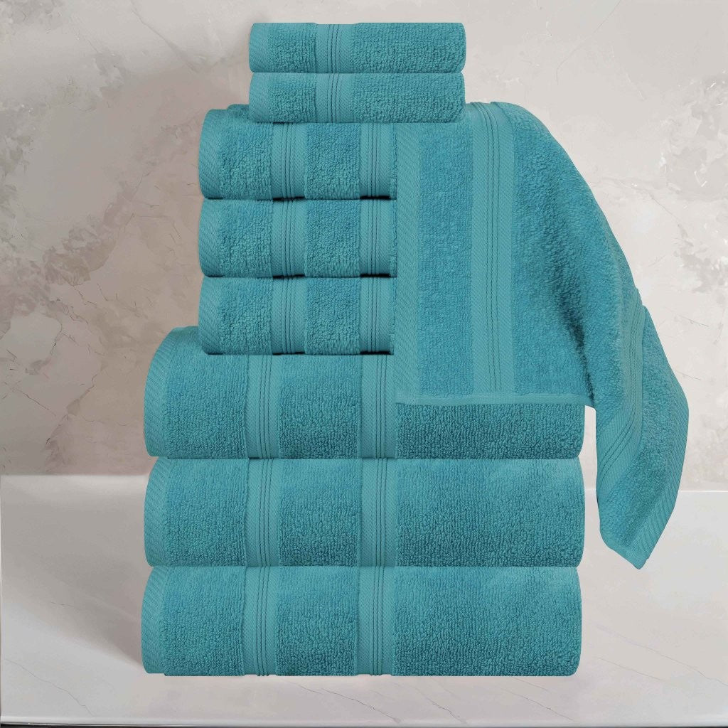 Premium Smart Dry Zero Twist Cotton 9-Piece Towel Set - Ultra Soft & Absorbent Bath Towels, Hand Towels & Washcloths for Spa, Bathroom & Luxury Home Use