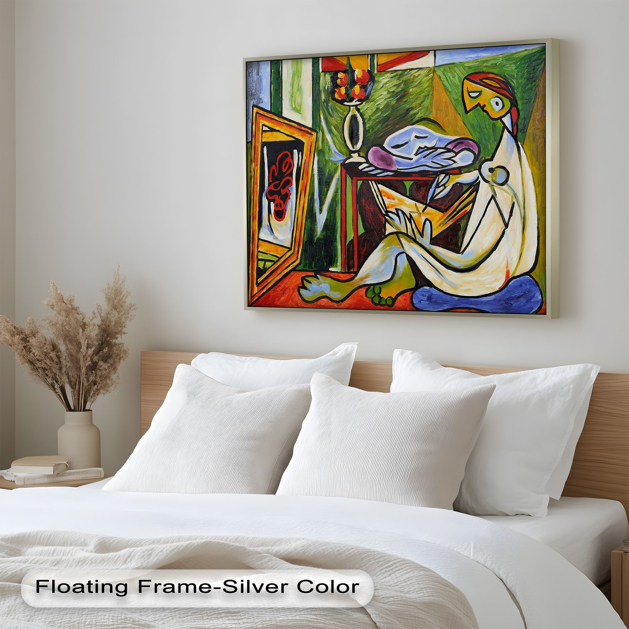 Abstract Interior Scene Picasso Style Oil Painting - Handmade Wall Art for Living Room, Bedroom & Office Decor