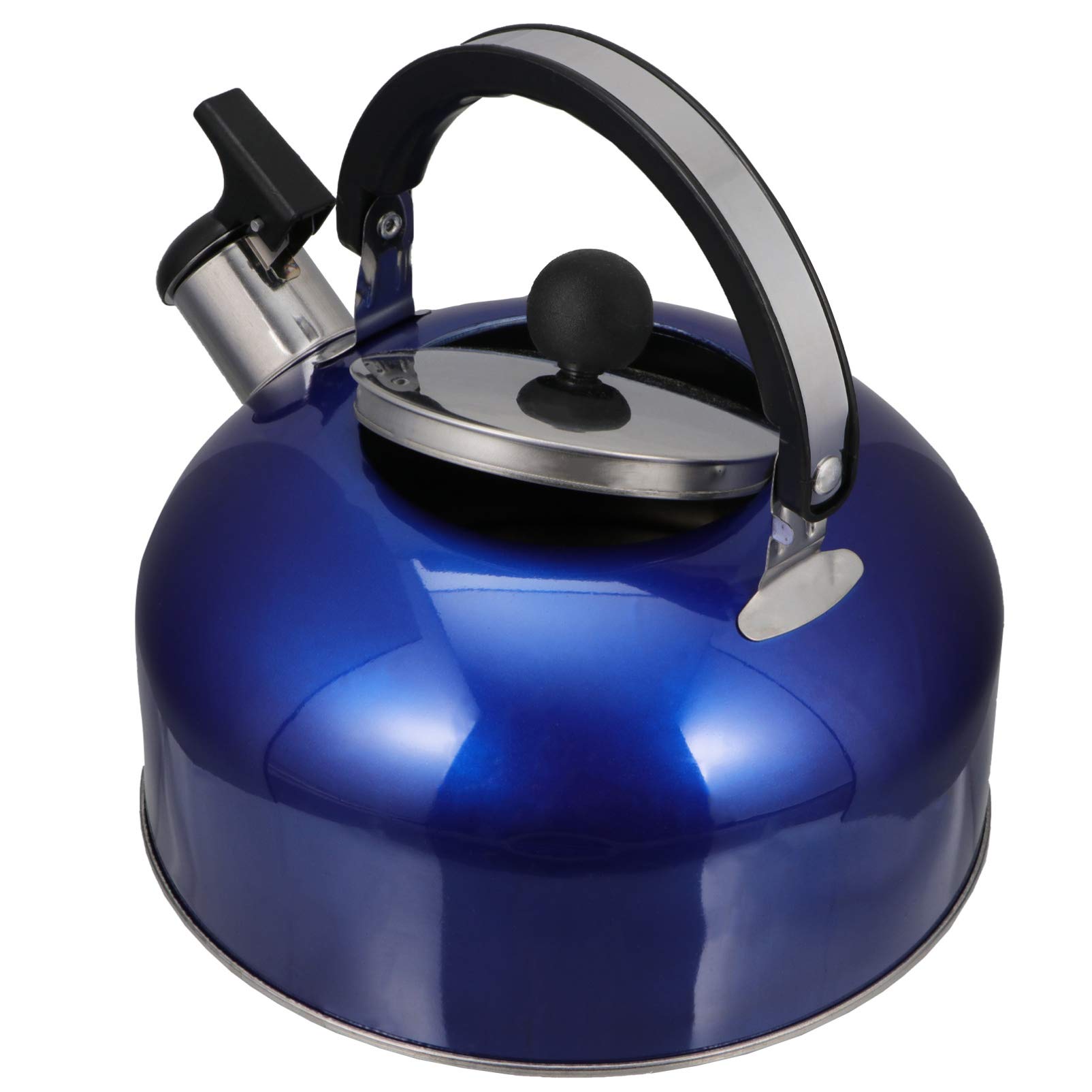 Premium Stainless Steel Whistling Tea Kettle - Stovetop Whistling Teapot for Coffee & Tea Making - Ergonomic Handle for Home, Kitchen, Camping & Outdoor Use - Durable Blue Water Kettle for Hiking, Picnics & Daily Brewing