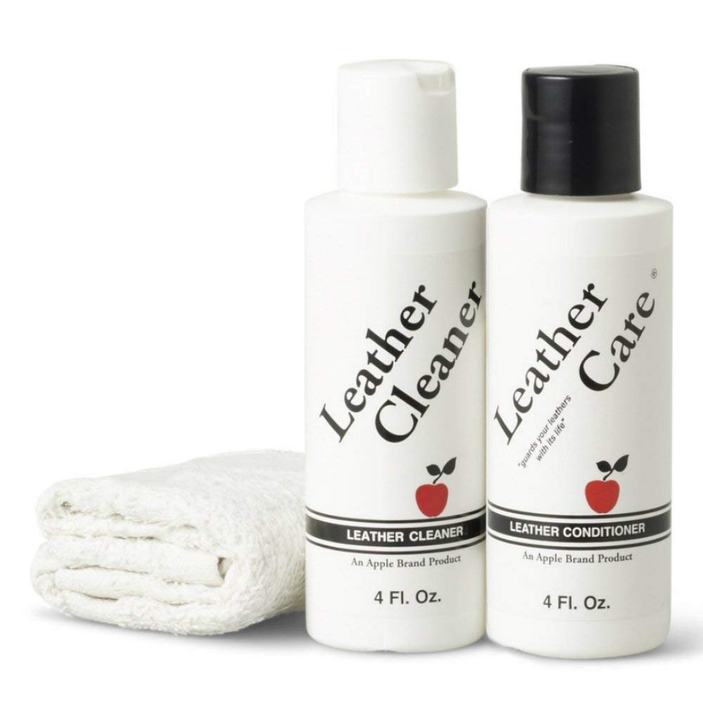 Apple Leather Cleaner & Conditioner Kit - Safe for Purses, Handbags, Shoes, Boots & Accessories - Gentle on Colored & Natural Leather - Perfect for Cleaning & Protecting Luxury Leather Goods