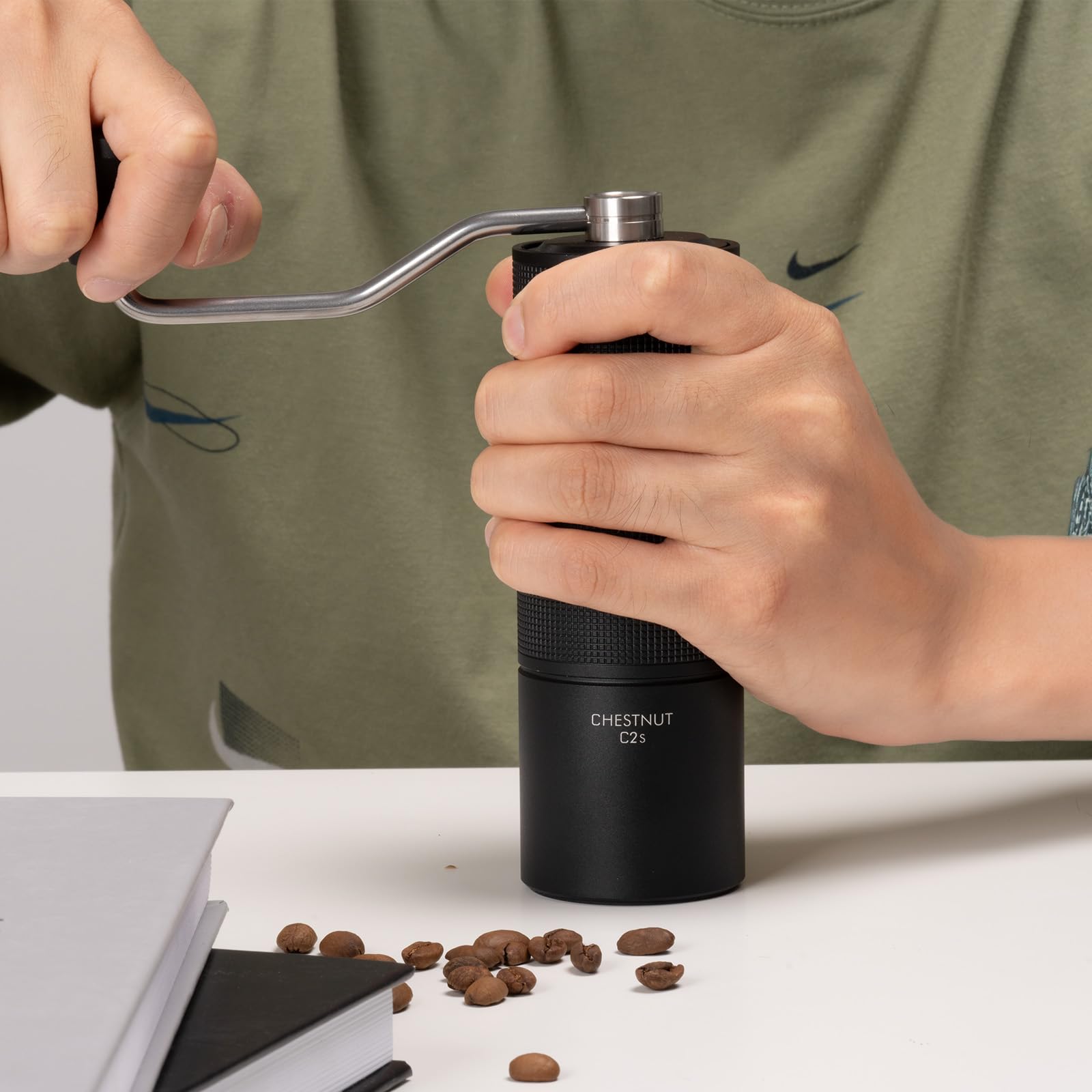 TIMEMORE C2S Manual Coffee Grinder - Stainless Steel Conical Burr Mill with Adjustable Settings (20g Capacity) for Pour Over, Mocha & Espresso | Perfect for Travel, Camping, Home & Office Use | Durable Black Hand Grinder