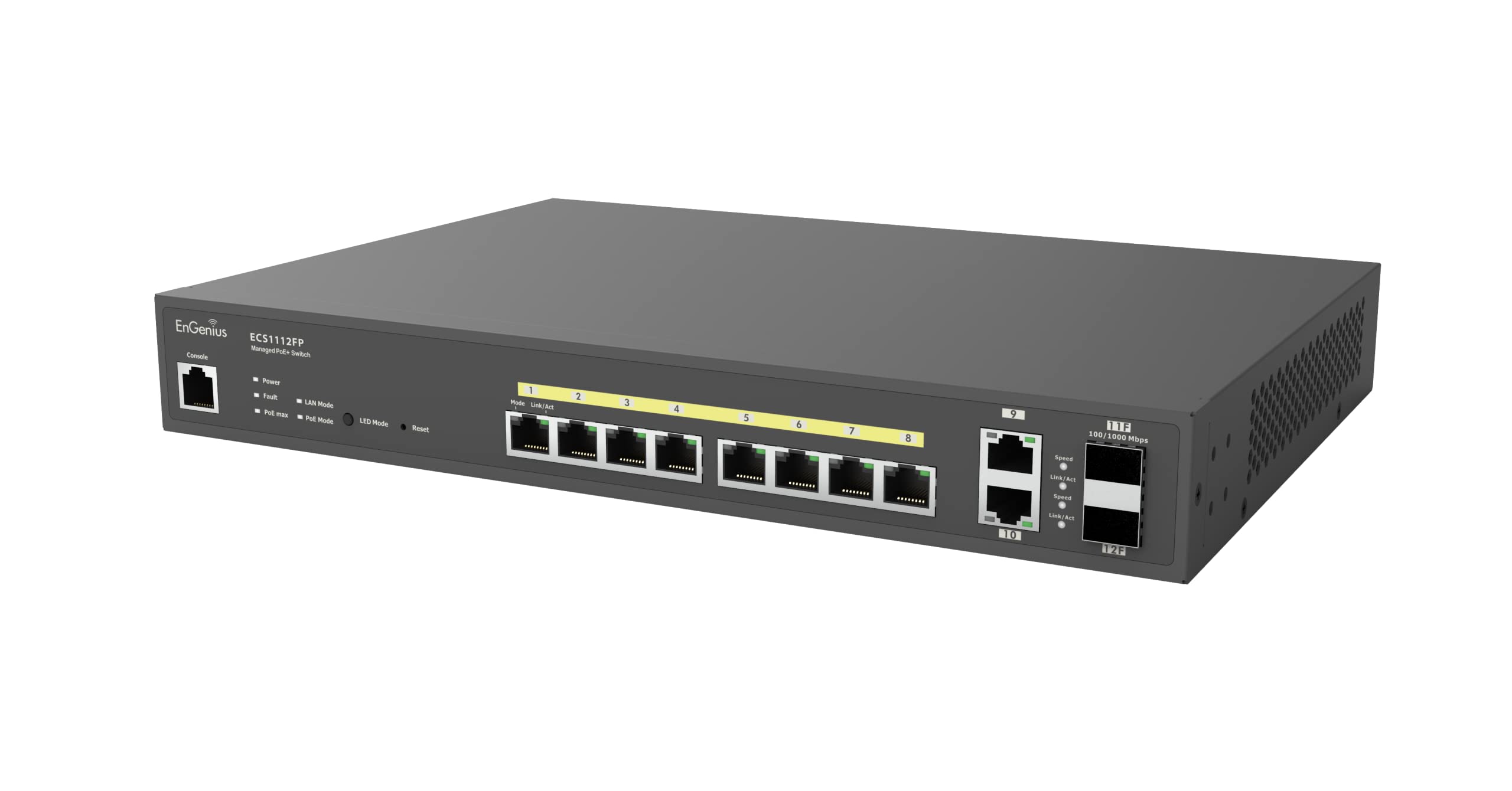 EnGenius Cloud ECS1112FP 8-Port Gigabit PoE+ Switch with 120W Power Budget - Ideal for Home Office, Small Business Network & IP Camera Systems