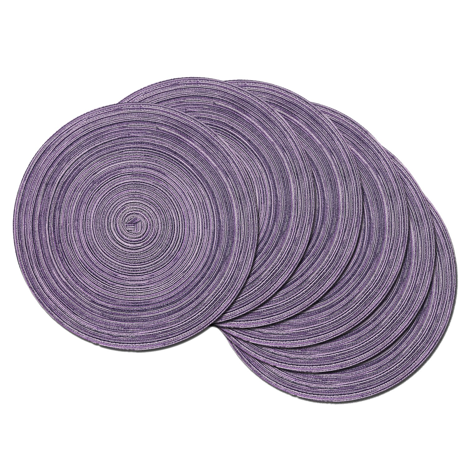 SHACOS 6-Pack Round Braided Placemats - Cotton Blend Fabric Table Mats for Wedding, Party, Dining - Light Purple Home Decor & Kitchen Accessories