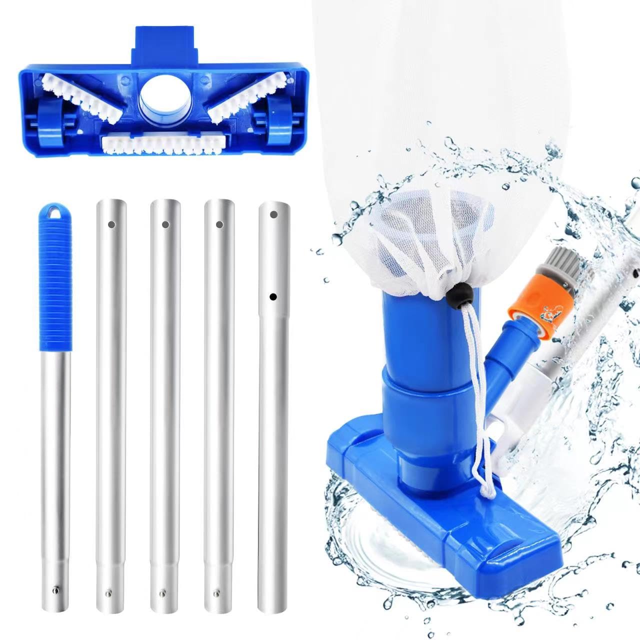 2025 Upgraded Handheld Pool Vacuum for Above Ground Pools - Portable Swimming Pool Jet Vacuum Cleaner Kit with Brush & 5-Section 70