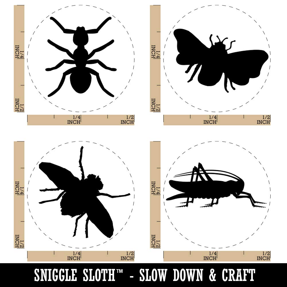 Mini Insect Rubber Stamp Set - 1/2 Inch Ant, Grasshopper, Fly & Bee Stamps for DIY Crafting, Scrapbooking & Planner Decoration - Perfect for Journals, Cards & Home Decor Projects