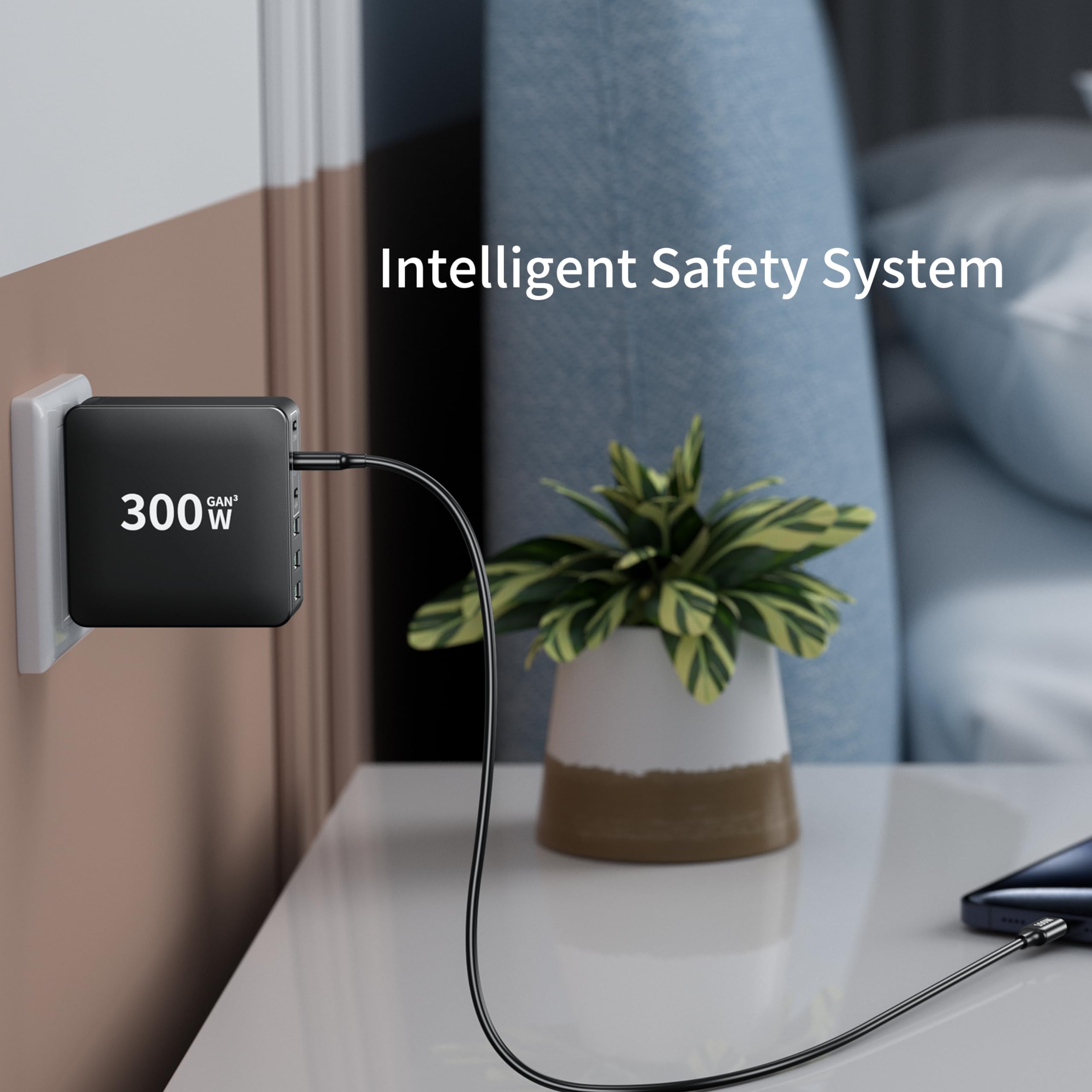 300W USB C Charger 6-Port Fast Charging Station with PD PPS 100W - Foldable Power Brick for Laptop, iPhone 16/15/14/13 Pro Max, Galaxy Note & More - Perfect for Home, Office & Travel