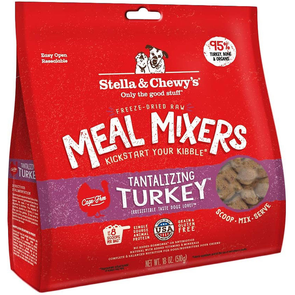 Stella & Chewy's Freeze-Dried Raw Dog Food Topper - Tantalizing Turkey Recipe | Grain-Free, Protein-Rich Meal Mixer for Dogs | Perfect for Kibble Topping or Training Treats