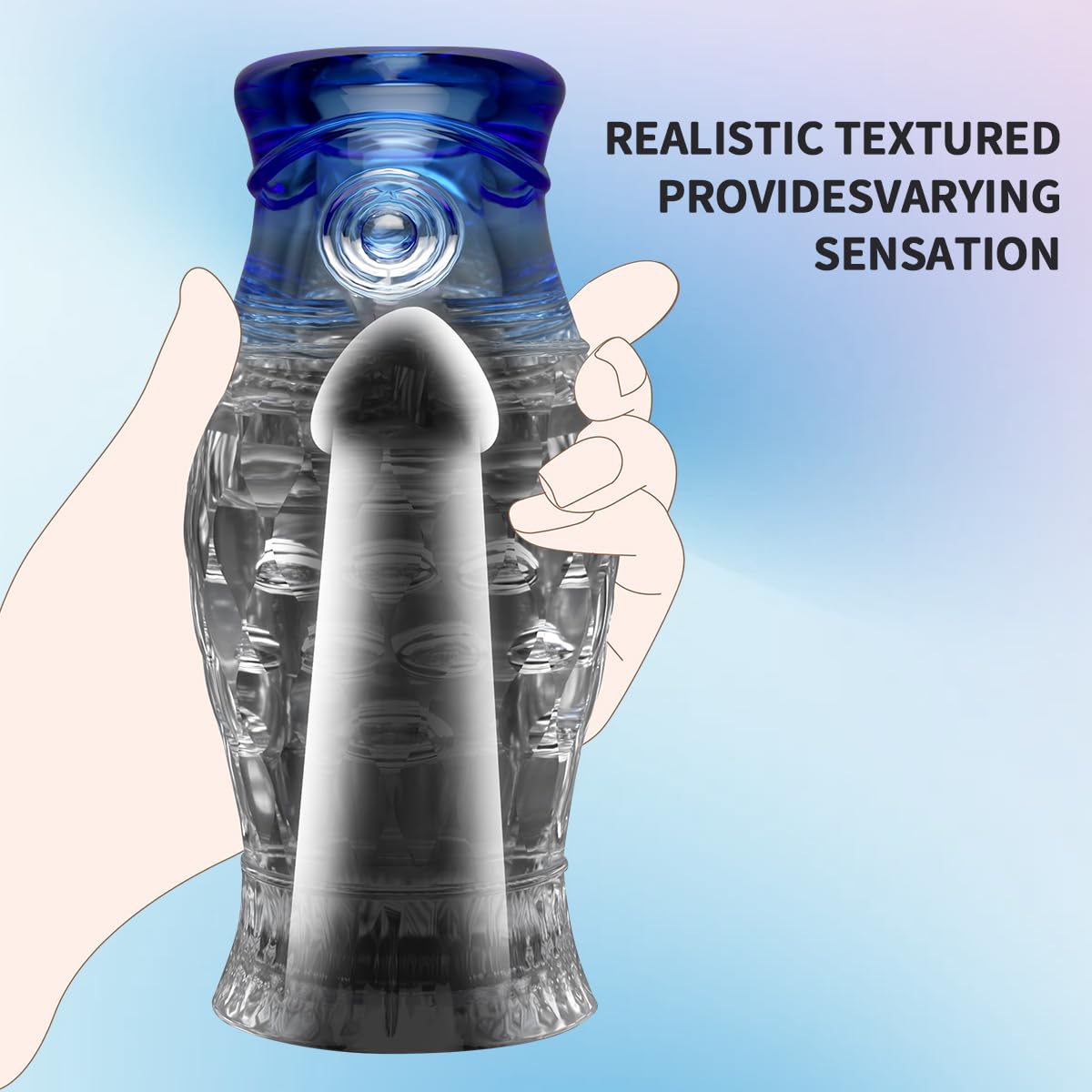 Premium Male Masturbator - Transparent Suction Stroker with Realistic Vaginal Texture & Blowjob Simulation | Adult Sex Toy for Men | Perfect for Solo Play, Couples Fun & Discreet Pleasure