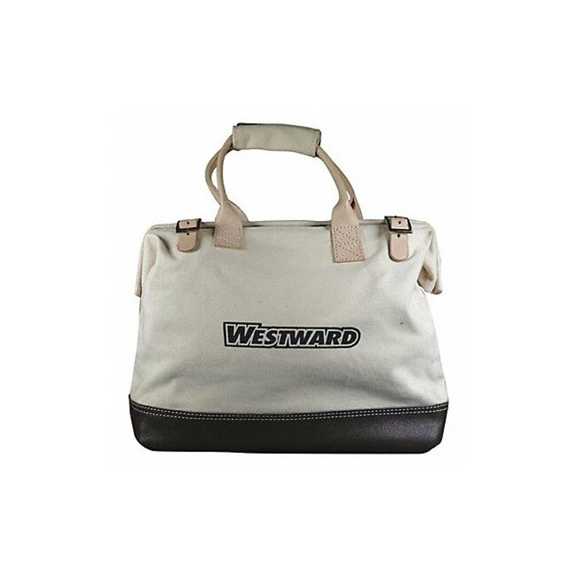 Durable Canvas Tool Bag with Leather Trim & Buckle Closure - Perfect for Electricians, Plumbers & DIY Home Repairs