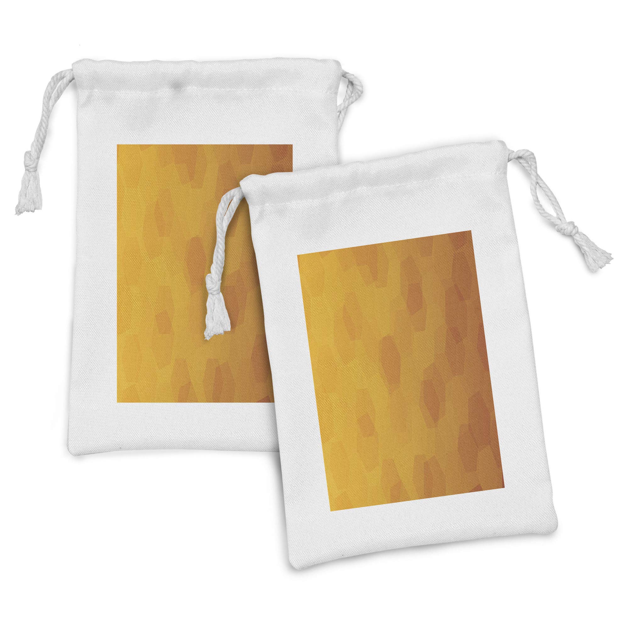 Ambesonne Honeycomb Fabric Pouch Set of 2 - Orange & Yellow Geometric Drawstring Bags (9