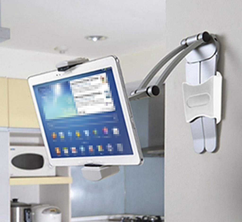 Anti-Slip Tablet Stand Holder for 7-12 Inch iPads & Tablets - Wall Mount & Kitchen Countertop Mount - Perfect for Cooking, Watching Videos & Hands-Free Use (Black)