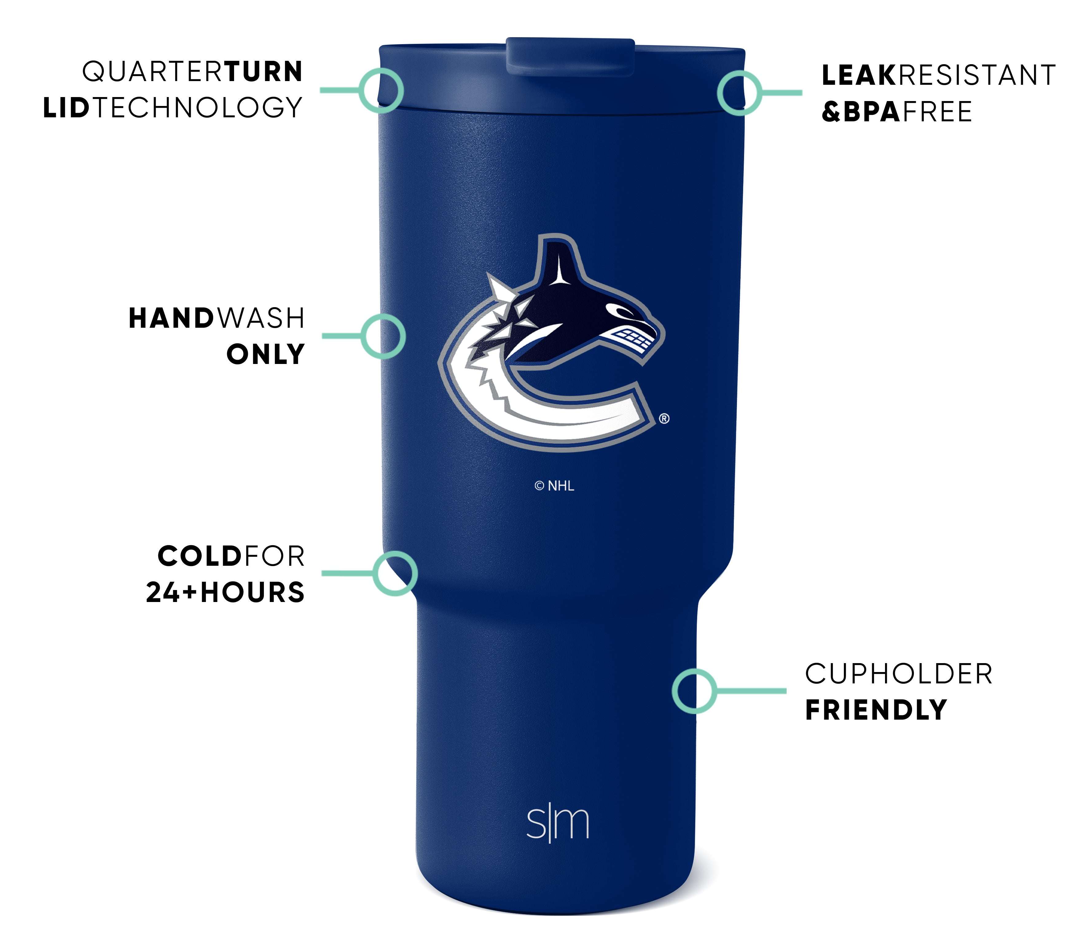 NHL Trek Tumbler 20oz Insulated Stainless Steel Water Bottle with Lid - Leakproof Travel Mug for Hockey Fans - Perfect for Games, Workouts & Outdoor Adventures