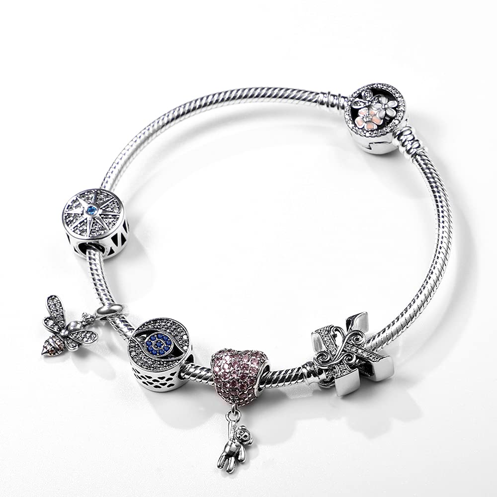 KUNSIR 925 Sterling Silver Snake Chain Charm Bracelet for Women - Adjustable Fit for Any Charms, Elegant Jewelry Gift for Her | Perfect for Everyday Wear, Parties & Special Occasions