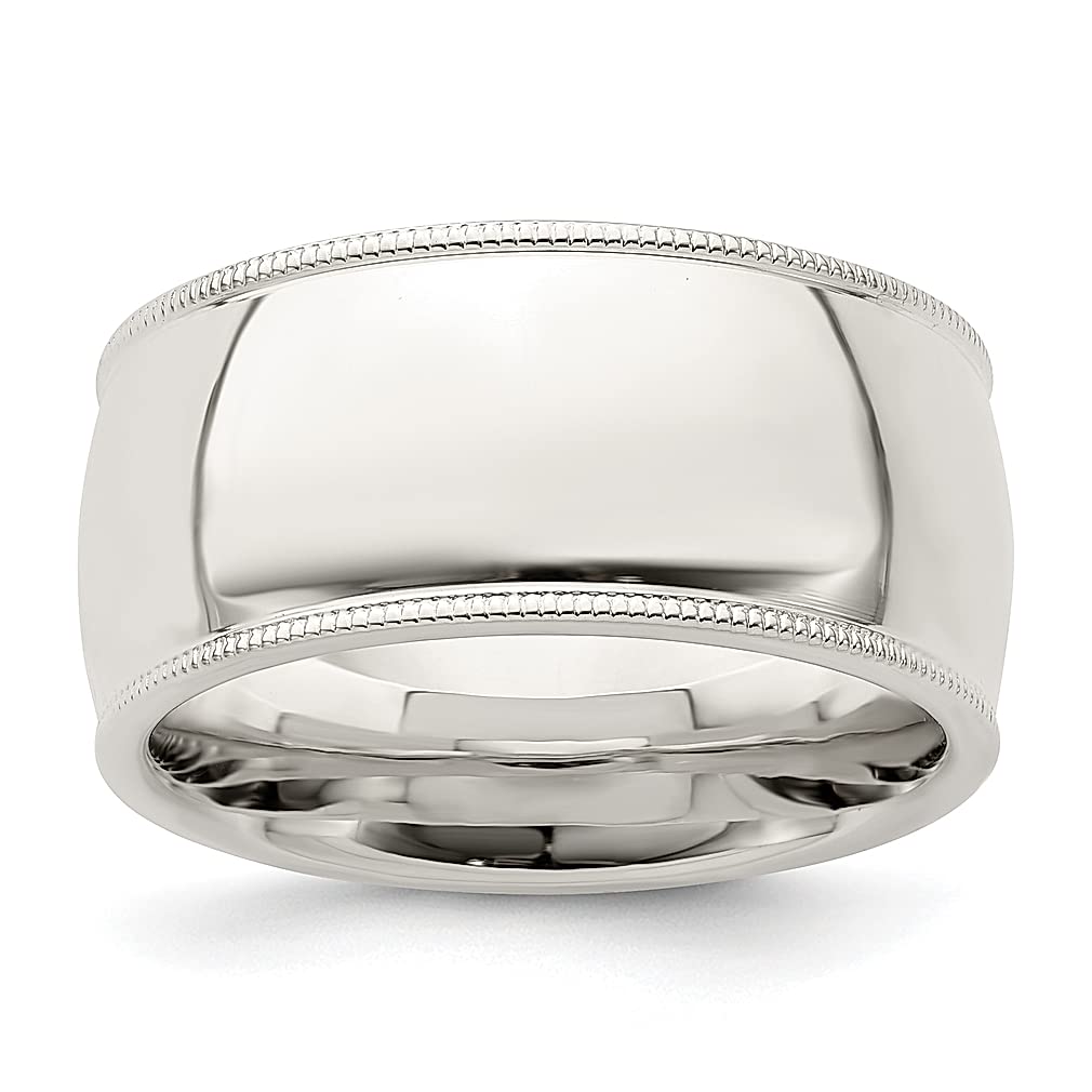 925 Sterling Silver 10mm Comfort Fit Half Round Milgrain Wedding Band - Size 7 Classic Women's Ring | Elegant Fine Jewelry Gift for Her | Perfect for Anniversaries, Engagements & Special Occasions