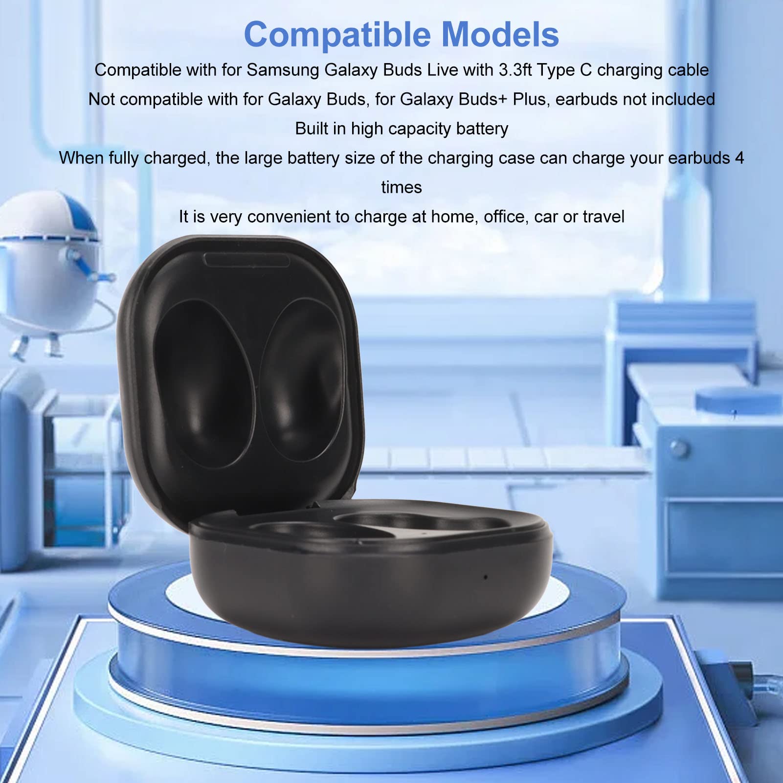 Samsung Galaxy Buds Live SM-R180 Wireless Charging Case Replacement - Type C & Wireless Charging Travel Case for Samsung Earbuds | Perfect for Travel, Gym & Daily Use