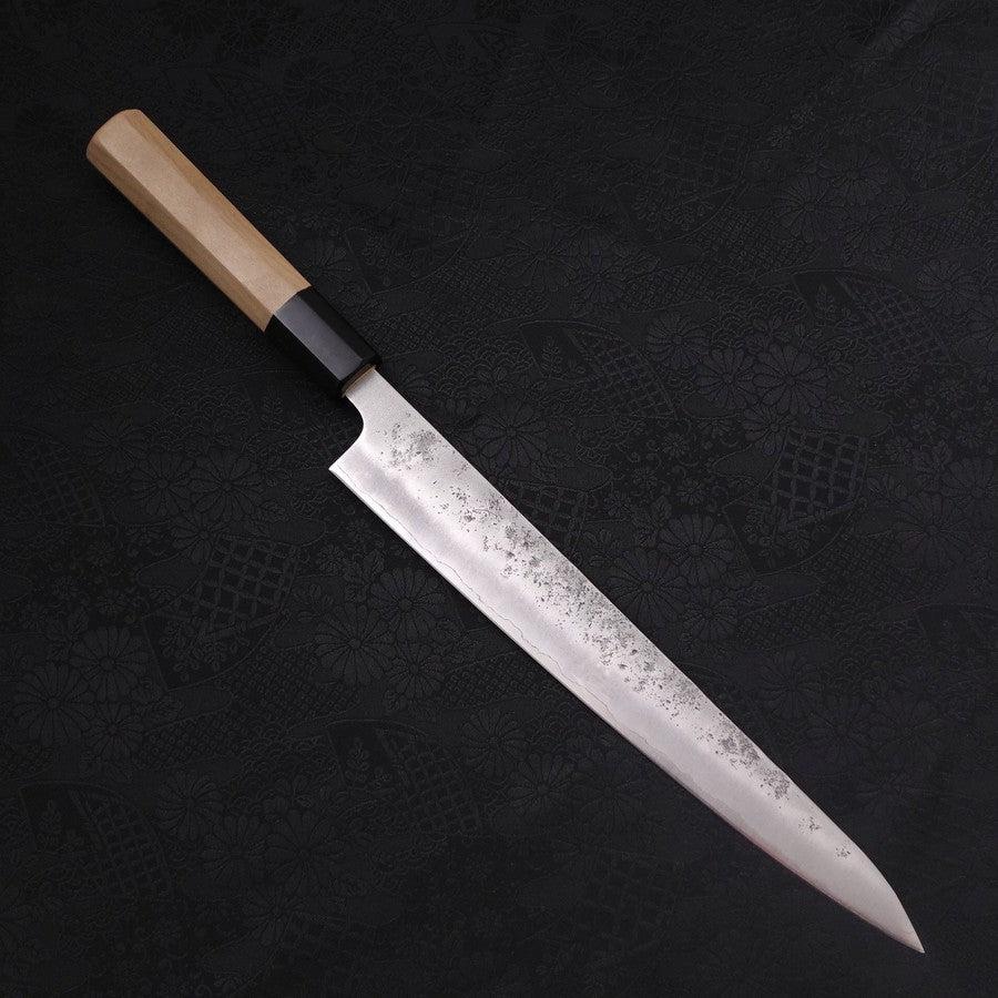 Premium Sujihiki Japanese Chef Knife 240mm - Silver Steel #3 Nashiji Blade with Buffalo Magnolia Handle - Perfect for Sushi, Sashimi & Meat Slicing