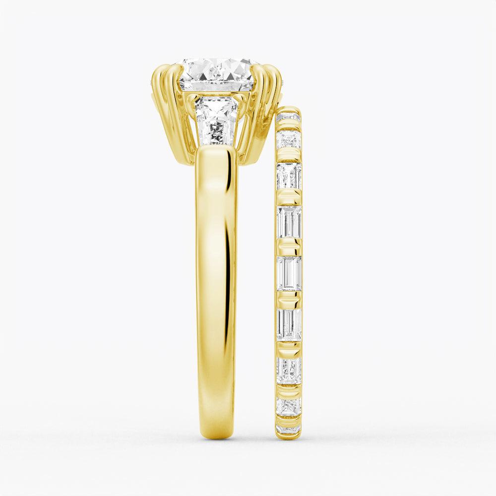 Round Cut Moissanite Engagement Ring 1.5ct - Tapered Baguette Side Stones, 14K White Gold Wedding Band for Women, Perfect for Proposals, Anniversaries & Bridal Jewelry Gifts