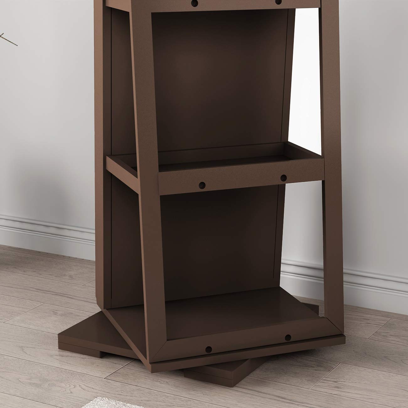 DlandHome Lockable Jewelry Cabinet with Full-Length Mirror - Jewelry Organizer with Storage Shelves & Built-in Small Mirror - Jewelry Armoire for Bedroom, Closet & Dressing Room (Model QH-7021C-BW)