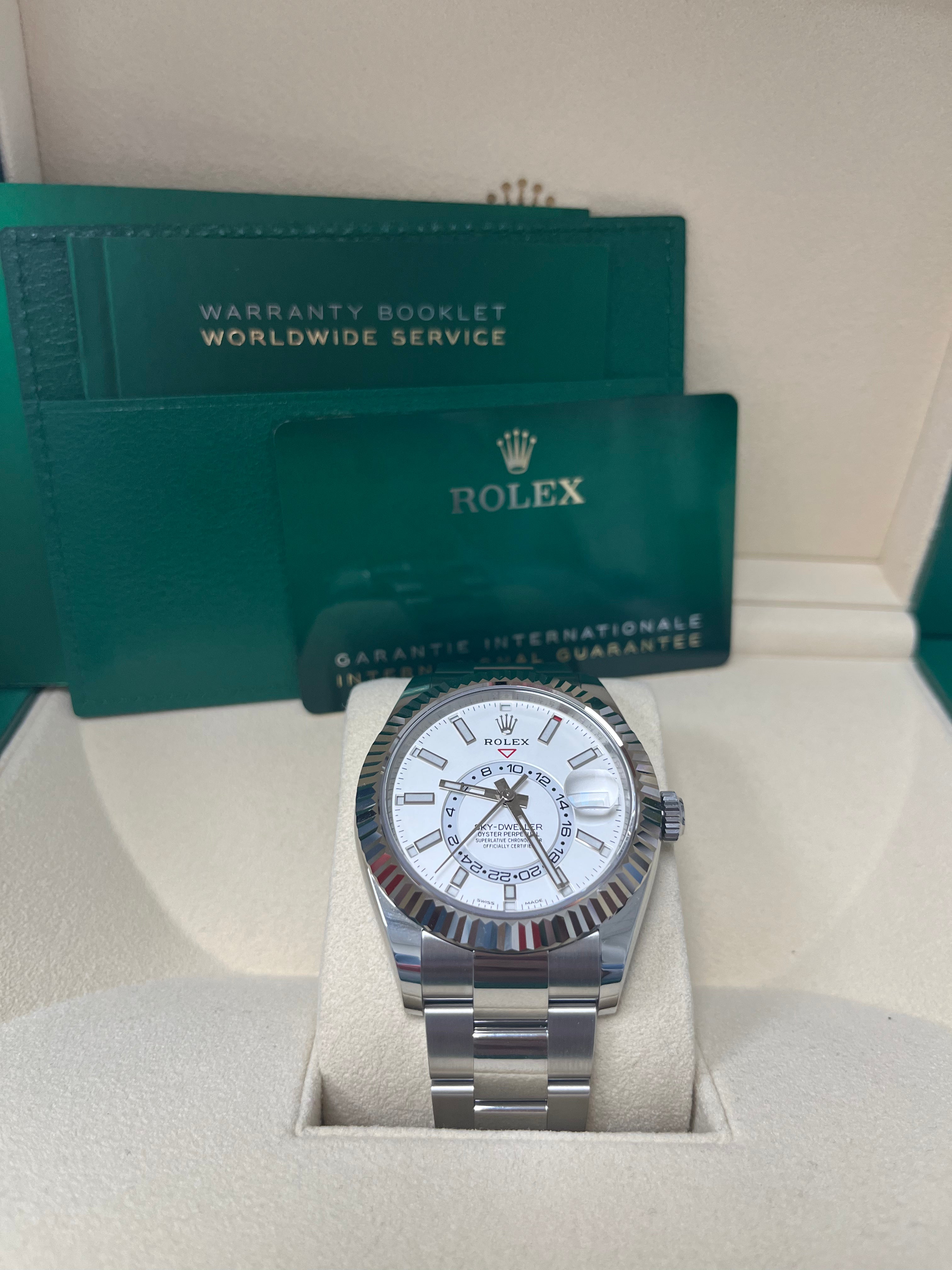 Rolex Sky Dweller 42mm White Gold & Steel Watch with White Index Dial & Oyster Bracelet (Ref# 326934) - Luxury Dress Watch for Business & Formal Occasions