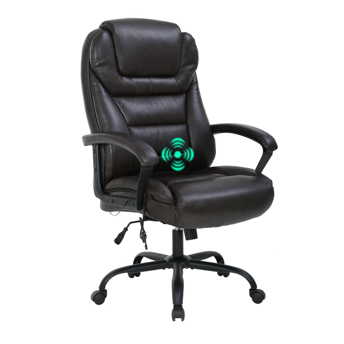 500lbs Big and Tall Office Chair - Heavy Duty Ergonomic Executive Desk Chair with Wide Seat, PU Leather & Lumbar Support - High Back Swivel Computer Task Chair for Heavy People & Women (Brown) - Perfect for Home Office, Gaming & Workspaces