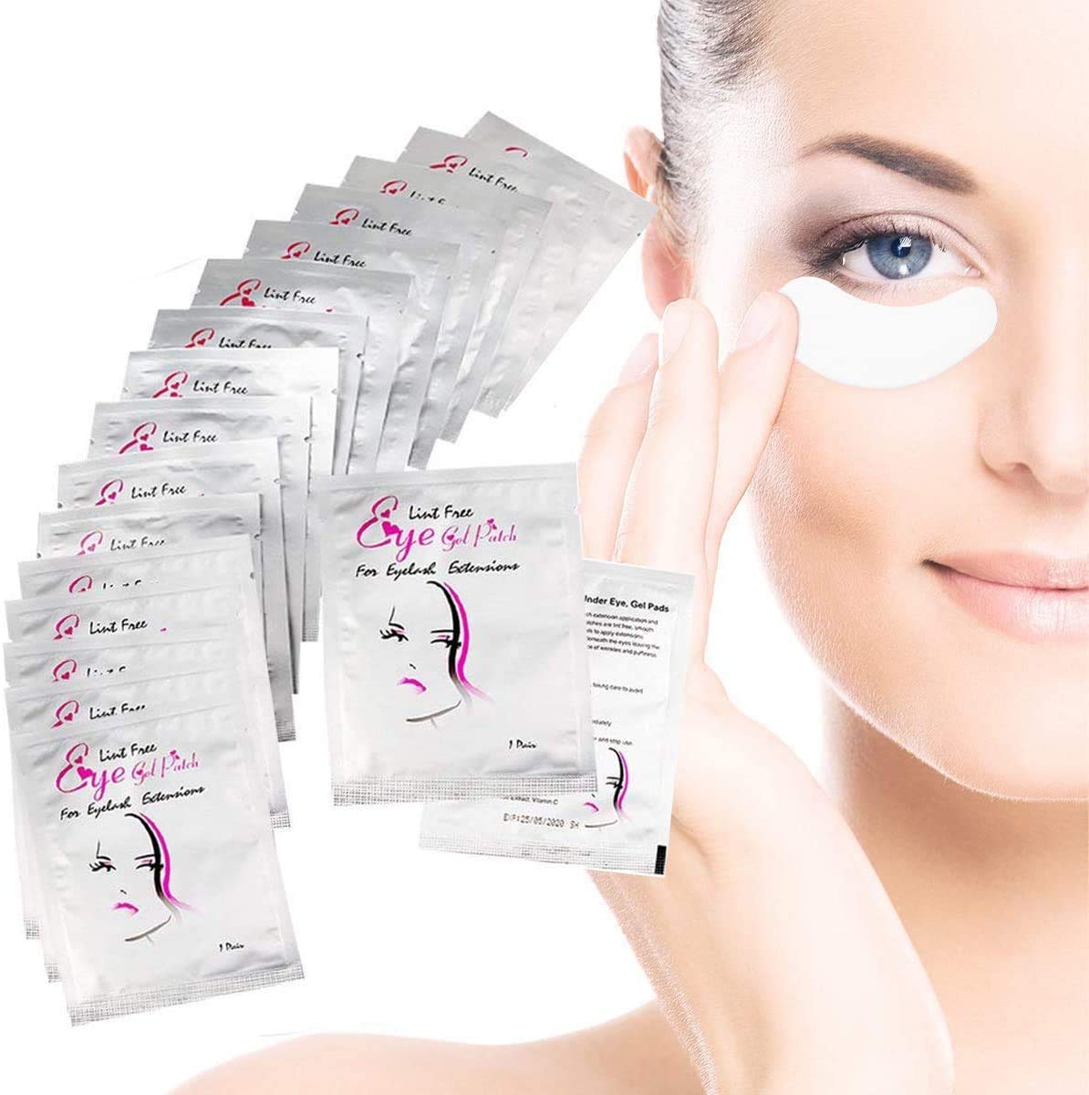 Exeton Eyelash Gel Pads - 50 Pairs Lint-Free Under Eye Patches for Eyelash Extensions, Salon & Professional Use - Gentle Protection for Sensitive Skin During Lash Application & Removal