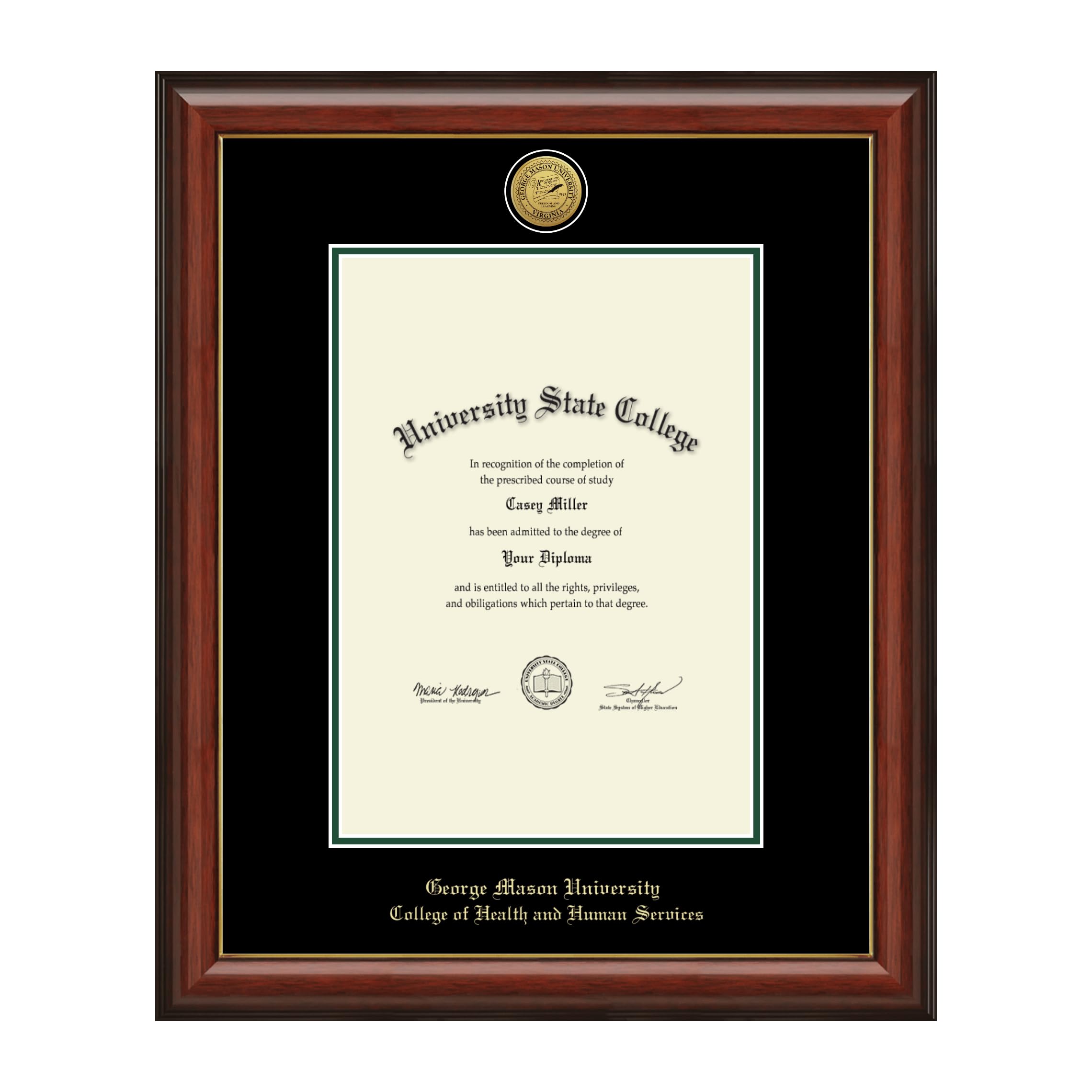 George Mason University College of Health and Human Services Diploma Frame 10x14 Inches - Gold Engraved Medallion Display for Bachelor's, Master's & PhD Degrees - Perfect for Office, Home or Graduation Gifts