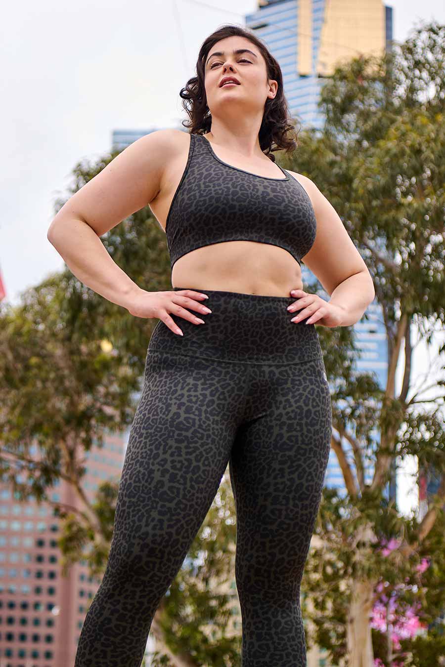 Essential High Waist Yoga Leggings - Forest Leopard Print - Women's Workout Pants for Running, Gym & Lounge Wear