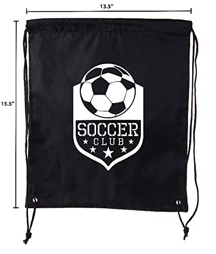 Mato & Hash Soccer Party Favors - 6PK Black Drawstring Backpacks for Kids Birthday Parties, Team Events & Sports Gifts | Perfect for Soccer Players, Fans & School Activities (CA2500SOCCER S4)