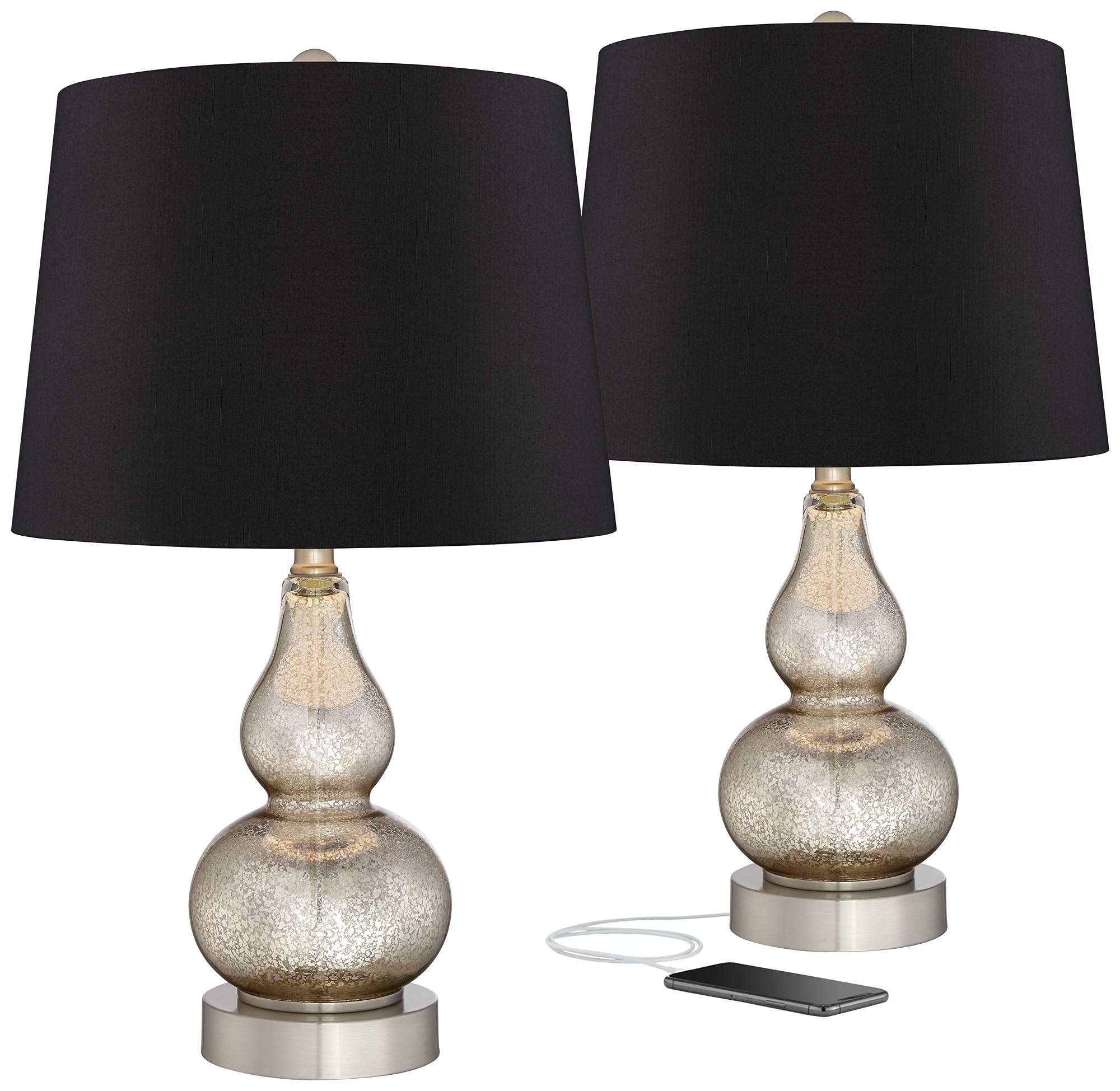 Castine Farmhouse Modern USB Table Lamps Set of 2 - 22