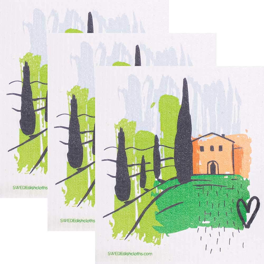 Eco-Friendly Cellulose Sponge Dish Towels - Set of 3, Reusable & Absorbent Swedish Dish Cloths for Kitchen Cleaning, Dishwashing & Counter Wiping | Tuscany Home Collection