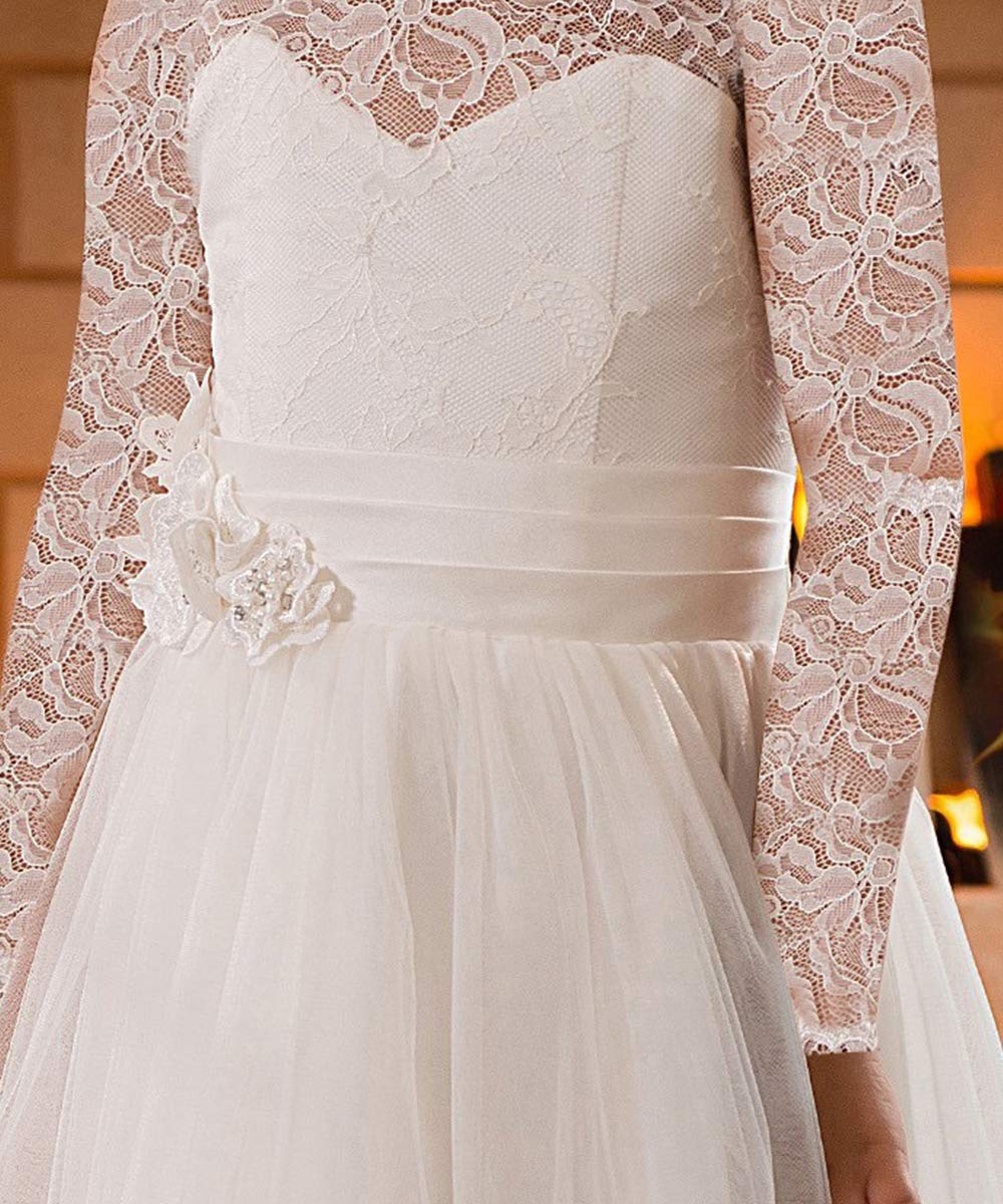 Lace Embellished A-Line Sleeveless Girls Wedding Party Dresses - Elegant Flower Girl & Bridesmaid Dress for Special Occasions