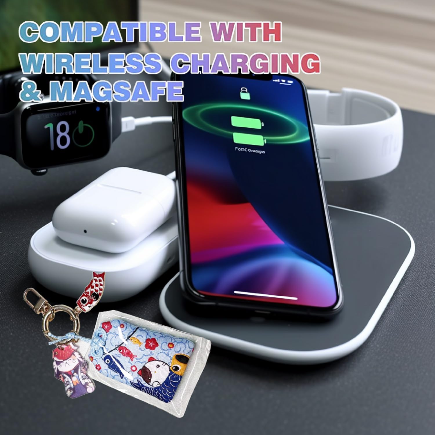 Luxury Cute Japanese Lucky Cat Glitter Soft Silicone Phone Case for iPhone 12 Pro Max (6.7 inch) with Wrist Strap & Phone Lanyard - Black | Perfect for Daily Use, Travel & Gift Giving