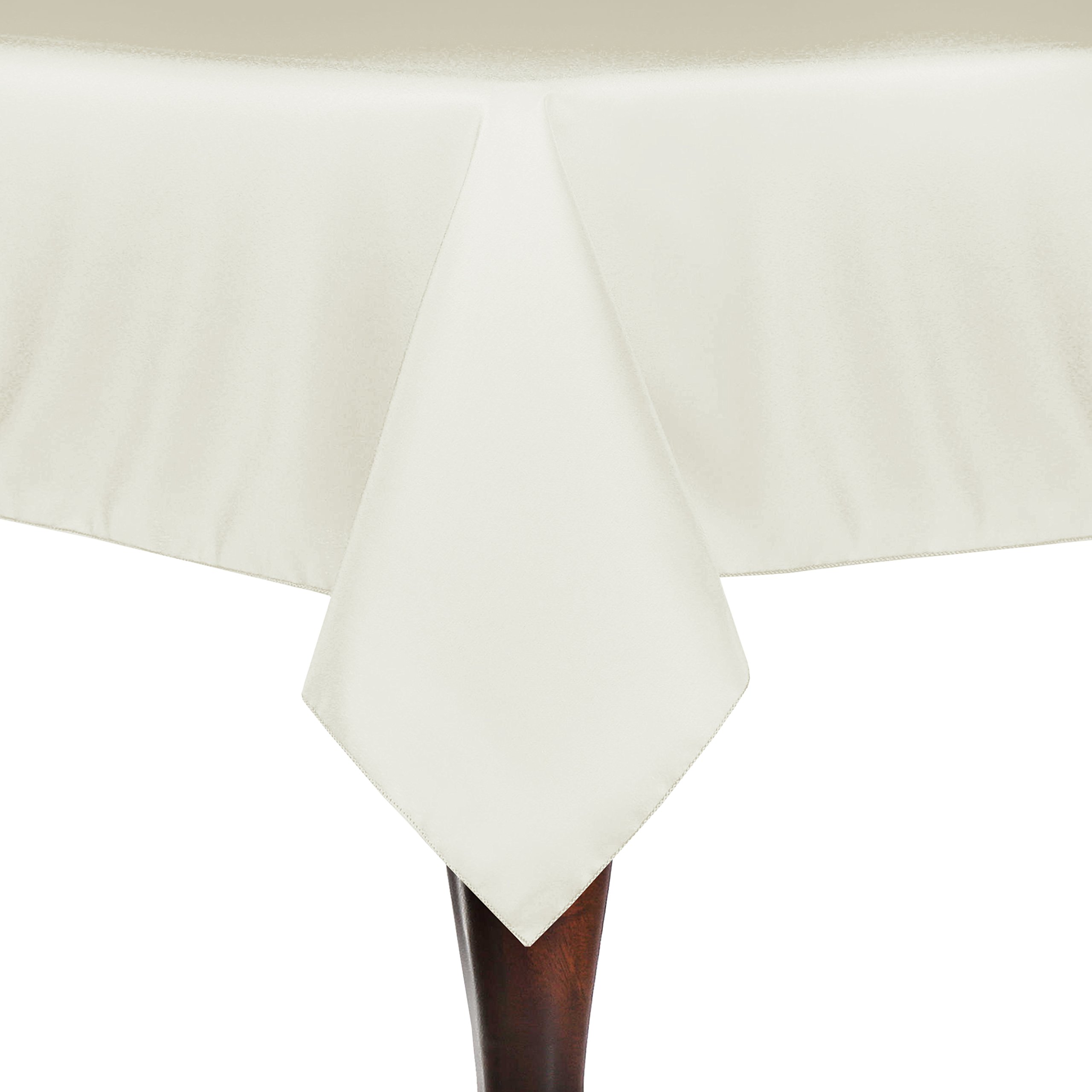 Premium 2-Pack 90x90 Inch Square Polyester Linen Tablecloth - Ivory Cream Color for Dining Room, Wedding, Party & Special Events Decor