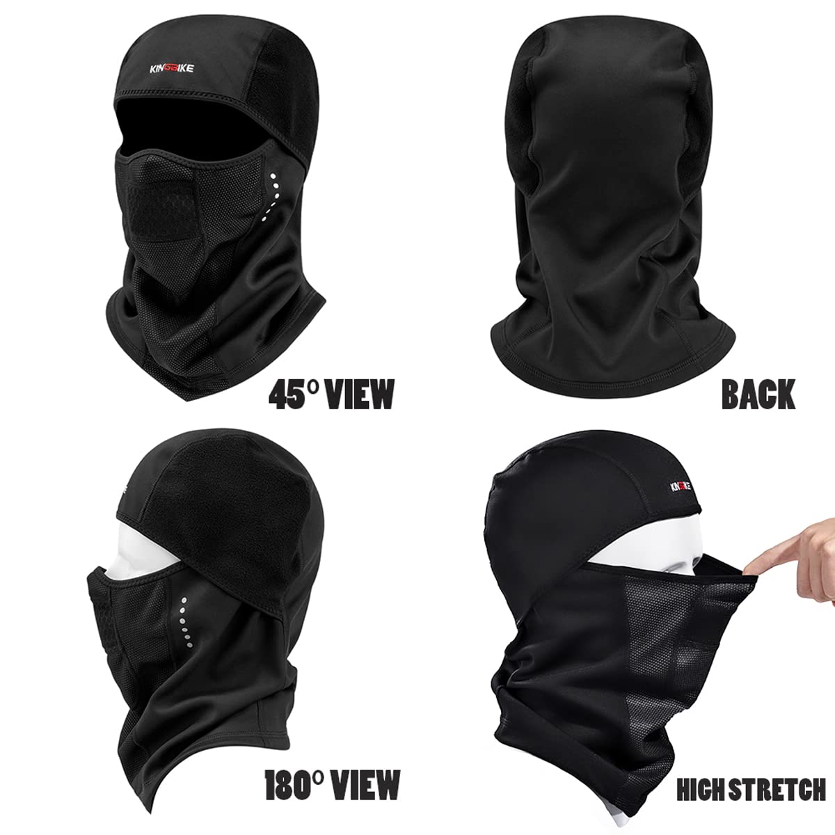 KINGBIKE Balaclava Ski Mask for Men & Women - Water Resistant, Windproof Fleece Thermal Full Face Cover for Winter Sports, Motorcycling, Snowboarding & Cold Weather Protection