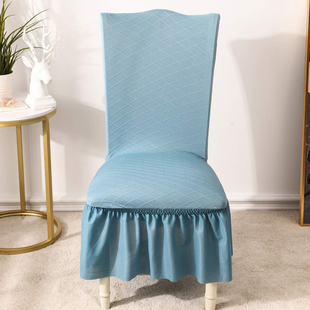 DuShow Jacquard Dining Chair Slipcovers - Blue Long Skirt High Stretch Washable Chair Protector - Removable Dining Room Chair Covers (1pc) for Home, Restaurant & Office Use