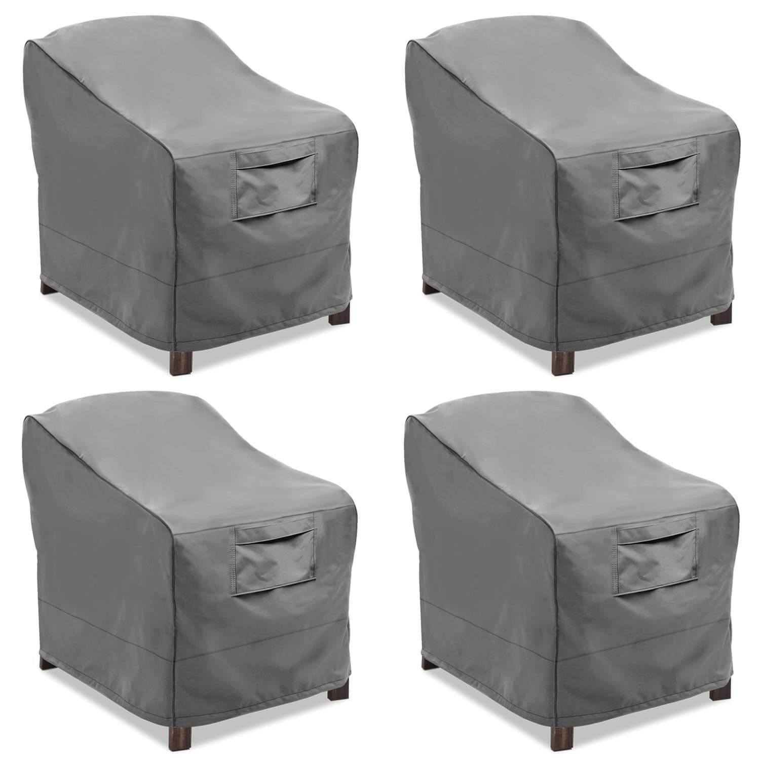 Vailge Heavy Duty Waterproof Patio Chair Covers 4-Pack - Small Grey Outdoor Furniture Protectors for Lounge Deep Seat, Deck, Garden & Poolside Use