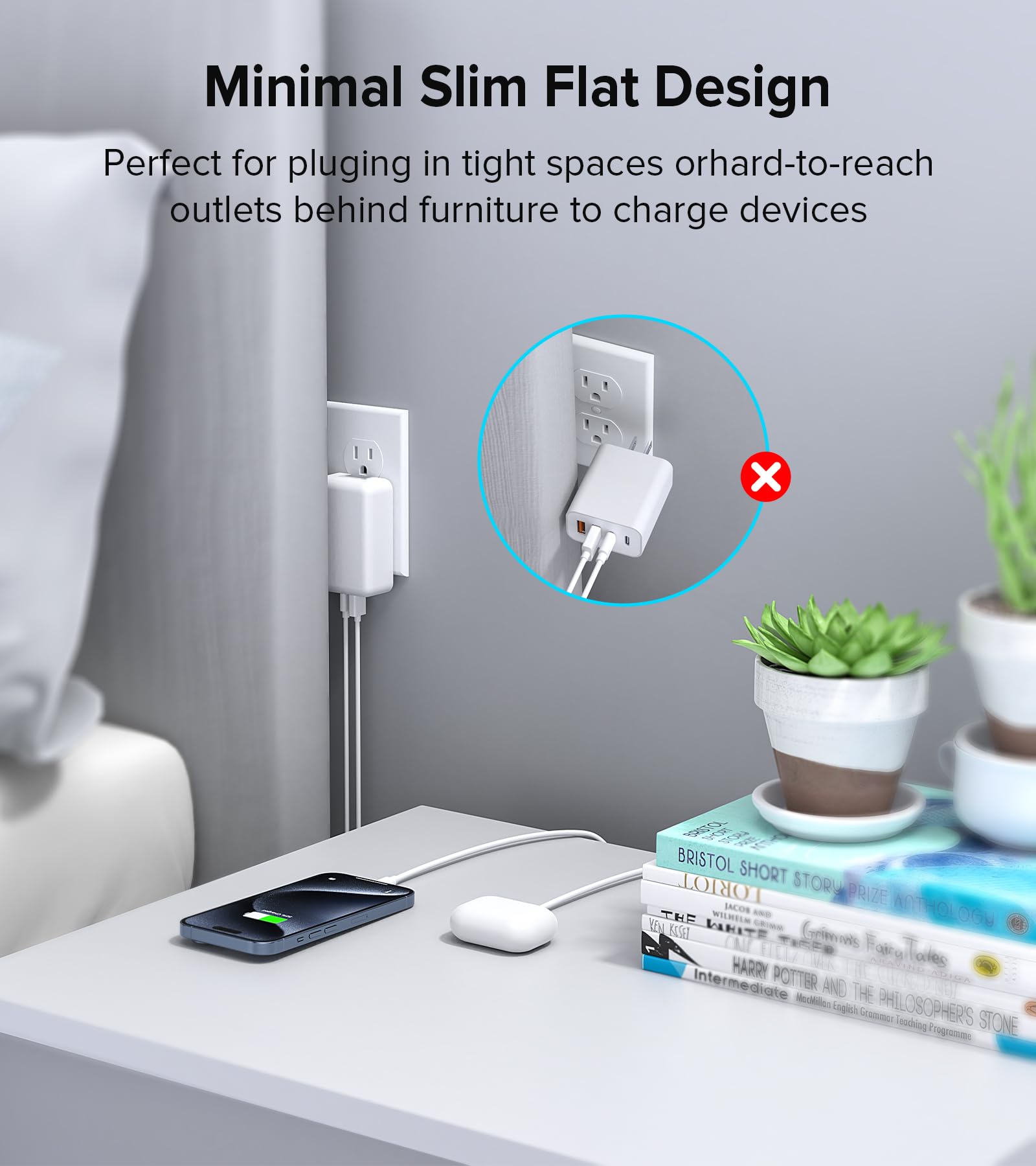 40W USB C Wall Charger with PD3.0 Fast Charging - Compact Foldable Plug Multi-Port Power Adapter for iPhone 16/15/14/13, Samsung Galaxy S23/S22, AirPods 4 & Apple Watch Ultra 2 - Perfect for Travel, Home & Office Use