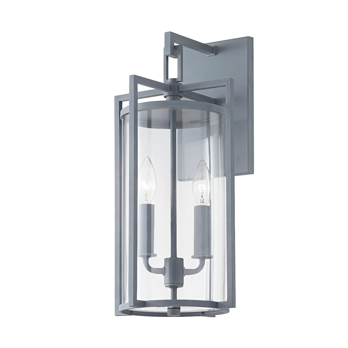 Troy-Standard B1142-WZN Percy 2-Light Wall Sconce - 18.25 Inch Tall, 9 Inch Wide Weathered Zinc Finish - Perfect for Bedroom, Hallway & Porch Lighting