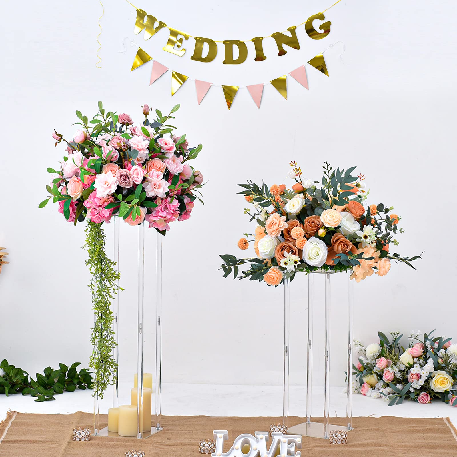 Vincidern 12-Pack Acrylic Wedding Centerpiece Vases - 23.6 Inch Tall Clear Flower Stands for Wedding Tables, Party Decor, and Special Events | Perfect for Wedding Receptions, Bridal Showers, and Banquet Table Decorations