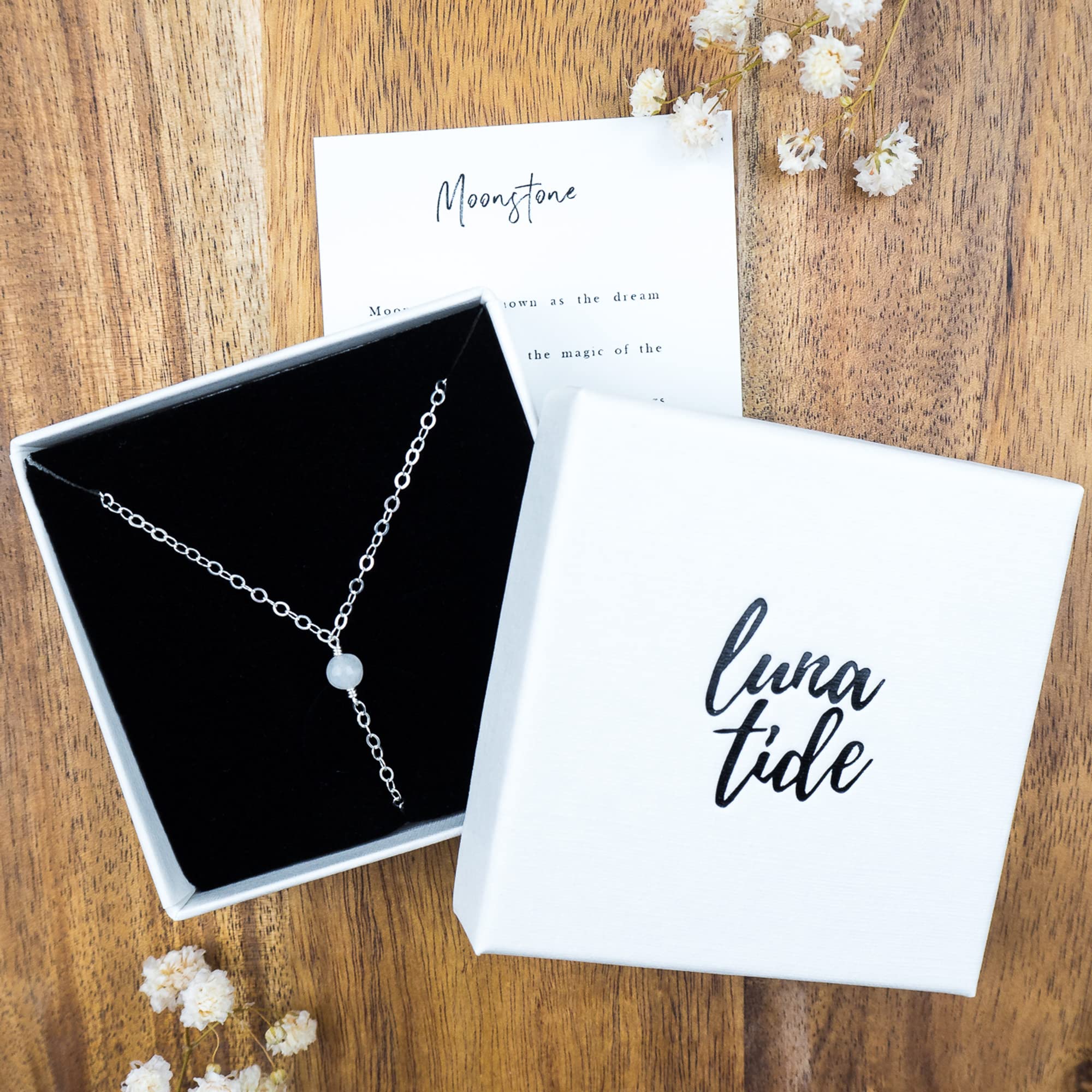 Luna Tide Rainbow Moonstone Dainty Y Necklace in Sterling Silver - Elegant Layering Jewelry for Women, Perfect for Everyday Wear & Special Occasions
