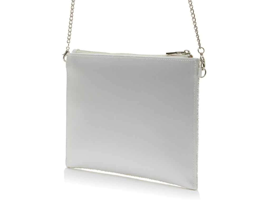 Rainbow Club Ivory Satin Glitter Handbag for Women - Elegant Evening Clutch Purse - Perfect for Parties, Weddings & Special Occasions