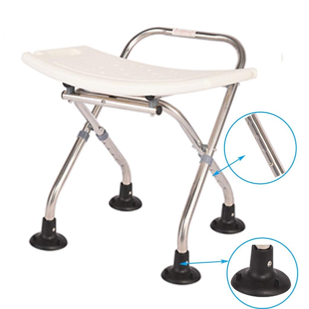 FXLYMR Adjustable Shower Chair for Elderly, Disabled & Pregnant Women - Non-Slip Bathroom Stool with Backrest - Shower Bench Seat for Safe Bathing - Ideal for Home, Hospital & Assisted Living Facilities