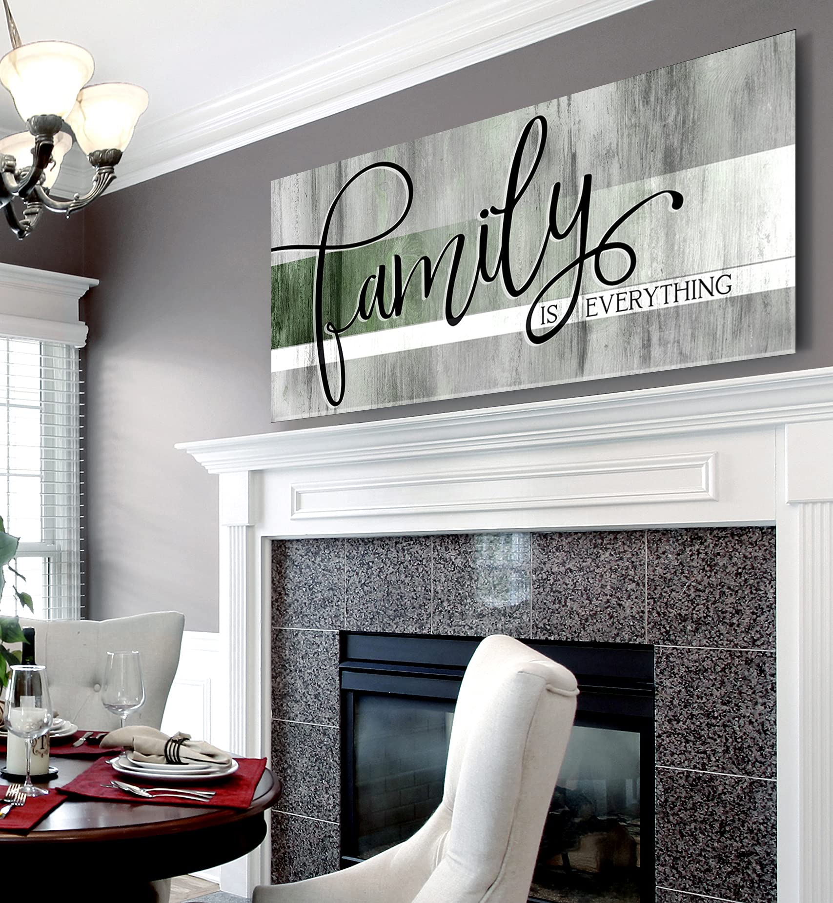 Farmhouse Family Wall Art - Large Framed Canvas Decor for Living Room & Family Room | Green 42x19 Inch | Perfect for Home & Farmhouse Style Décor