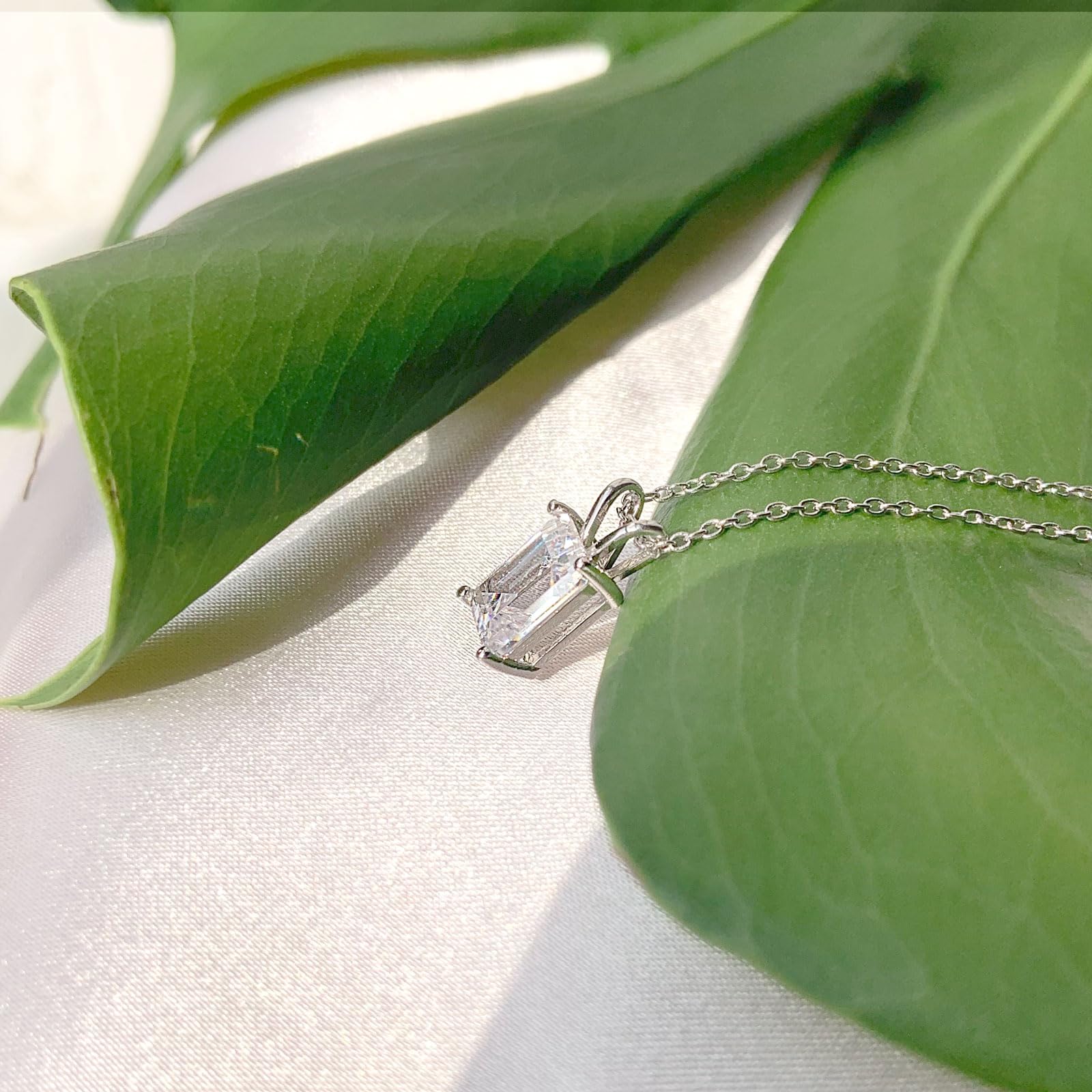 Elegant 925 Sterling Silver Emerald Cut Cubic Zirconia Solitaire Pendant Necklace for Women - Perfect for Weddings, Anniversaries & Special Occasions