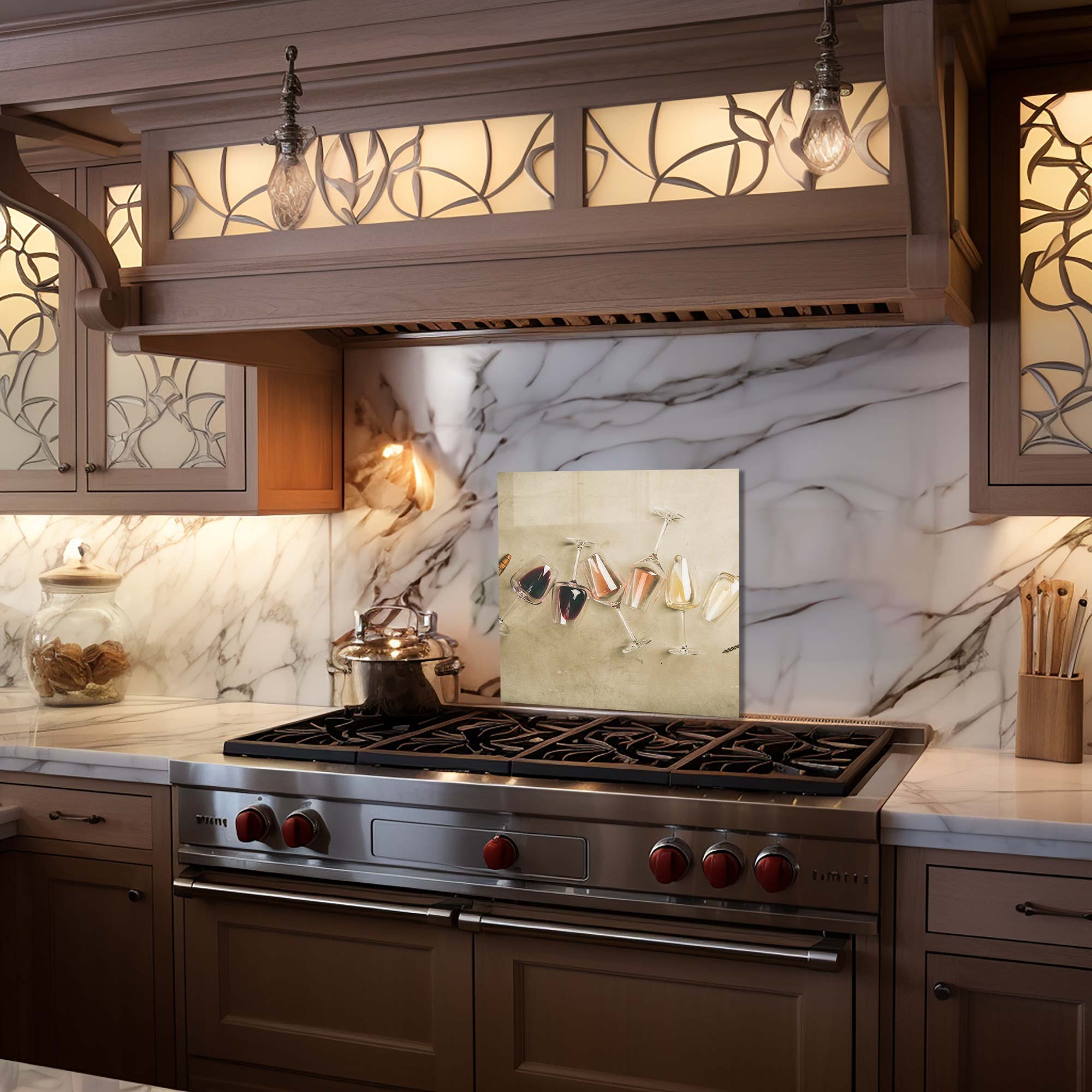 Premium Wine Glass Splashback - Elegant Kitchen Backsplash for Wine Enthusiasts | Perfect for Home Bars, Restaurants, and Wine Tasting Events